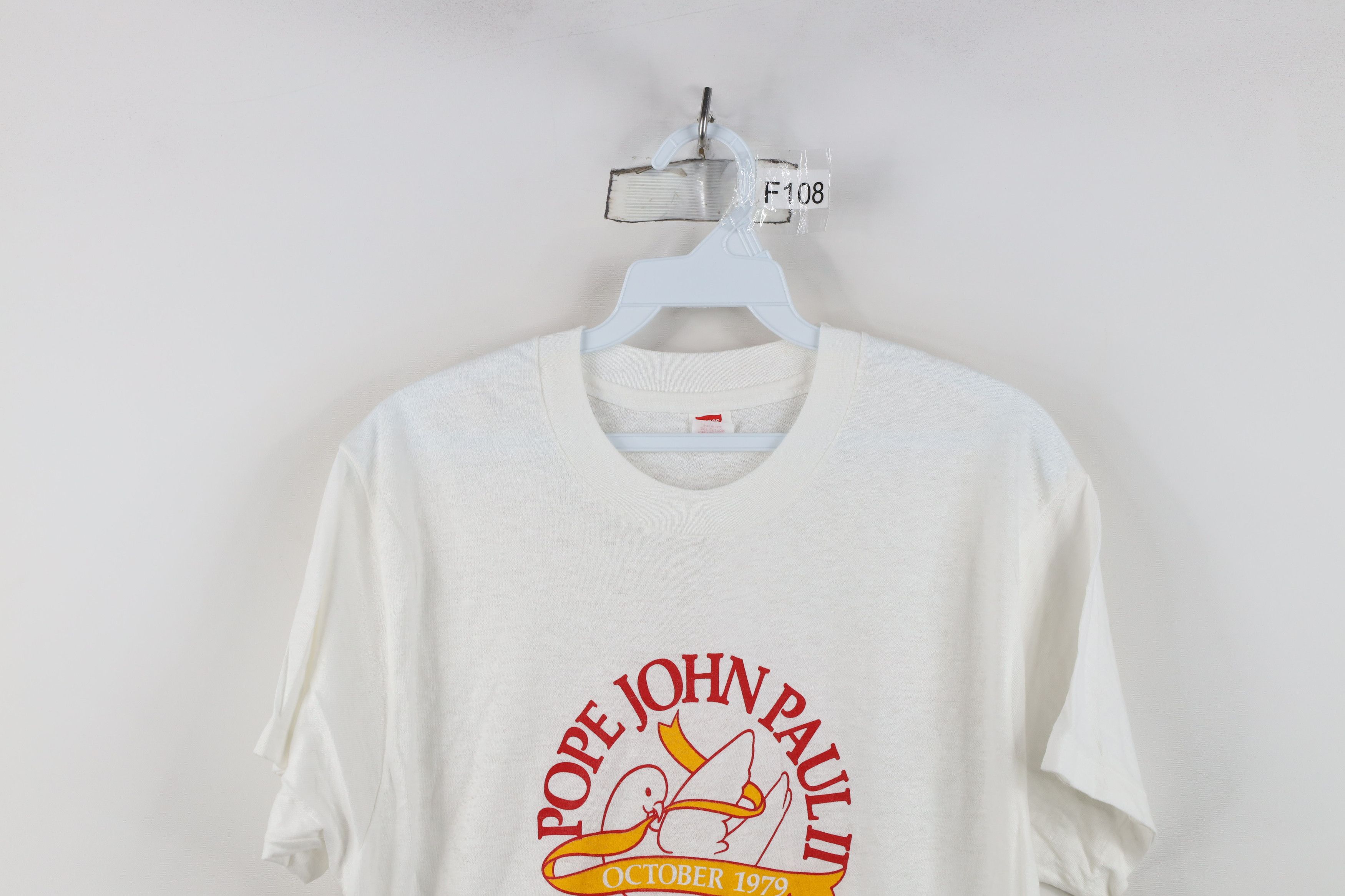 Vintage Vintage 70s Pope John Paul II Boston Visit T-Shirt White USA Size M / US 6-8 / IT 42-44 - 2 Thumbnail