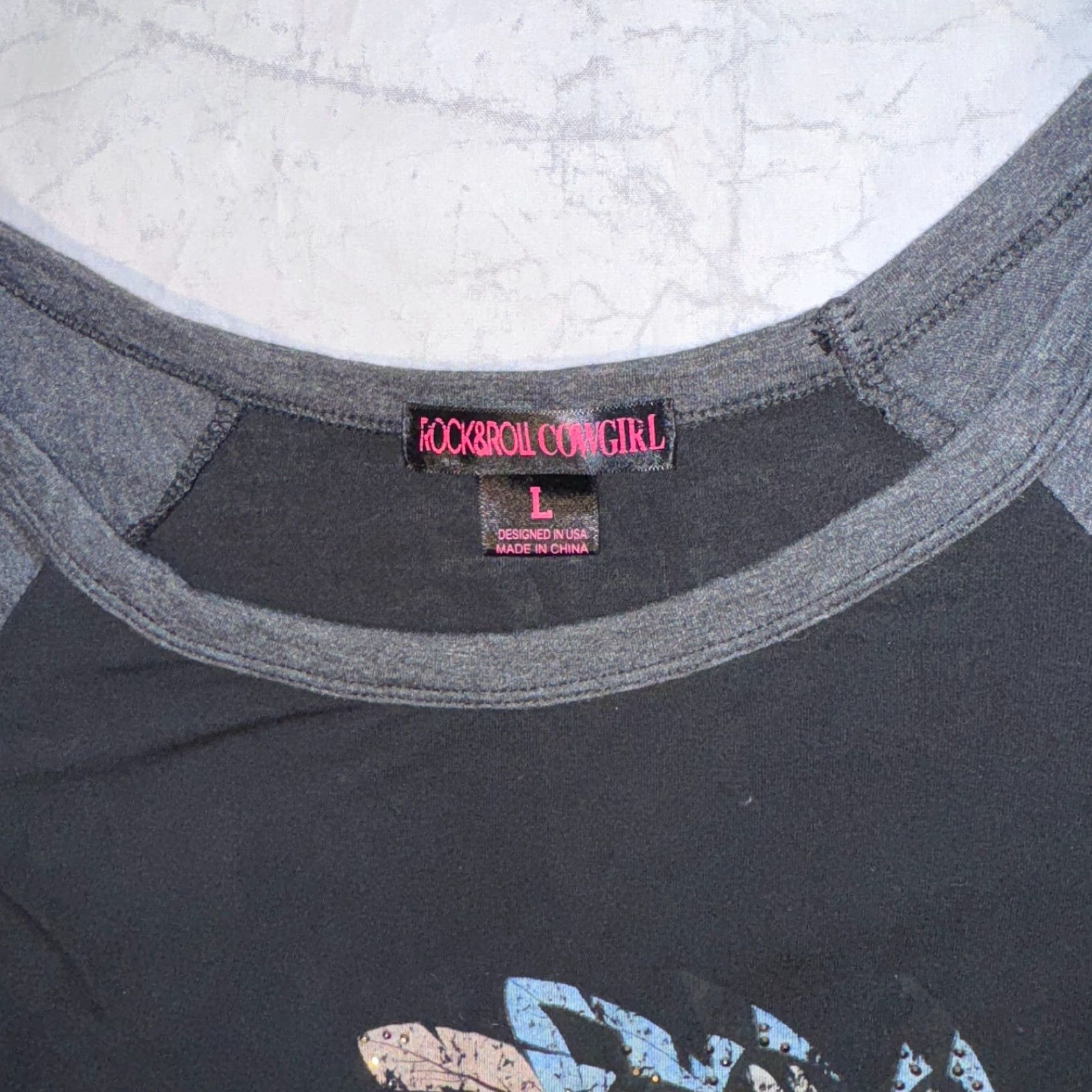 Vintage Rock & Roll Cowgirl T-Shirt Long Sleeve Rhinestone Black Graphic Tee Skull Rock & Roll Cowgirl Womens L Size L / US 10 / IT 46 - 2 Thumbnail