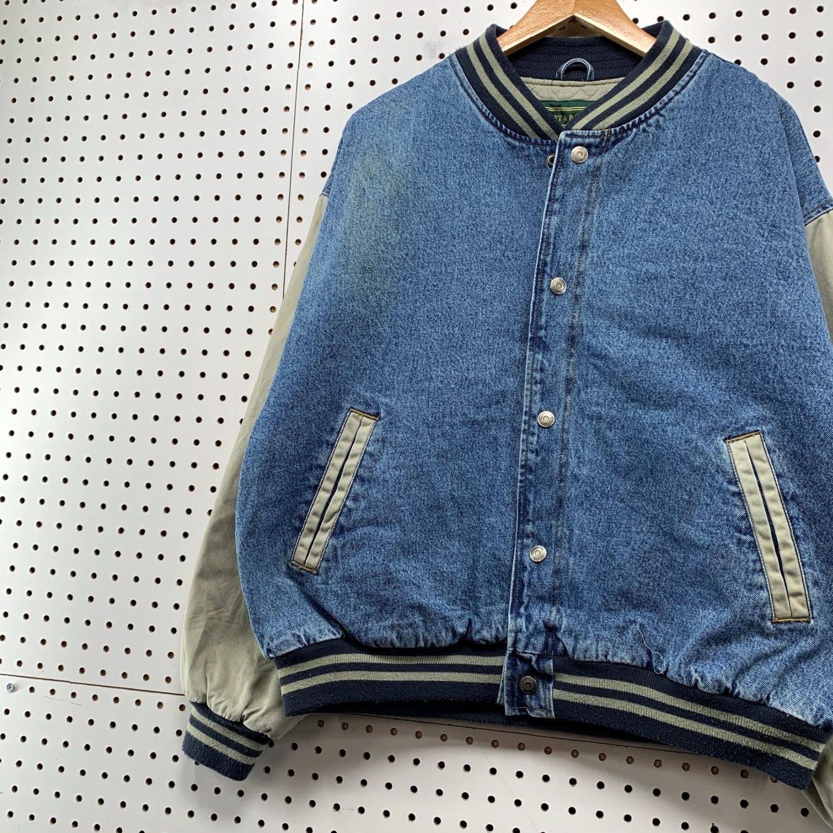 Croft & Barrow VINTAGE Croft Barrow Denim Bomber Button Jacket Mens L 90s Insulated Denim Blue 90s Mens Jacket Size US L / EU 52-54 / 3 - 3 Thumbnail