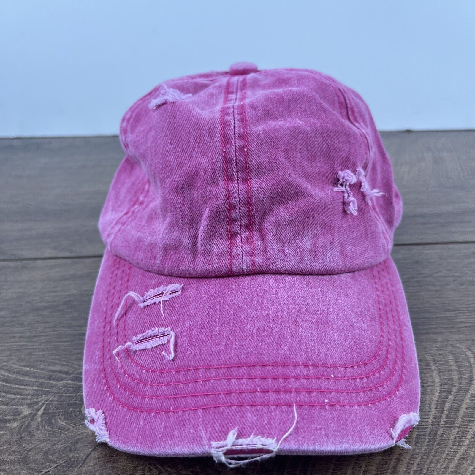 Other Distressed Pink Hat Pink Cap Adjustable Pink Adult Size Hat Size ONE SIZE - 2 Thumbnail
