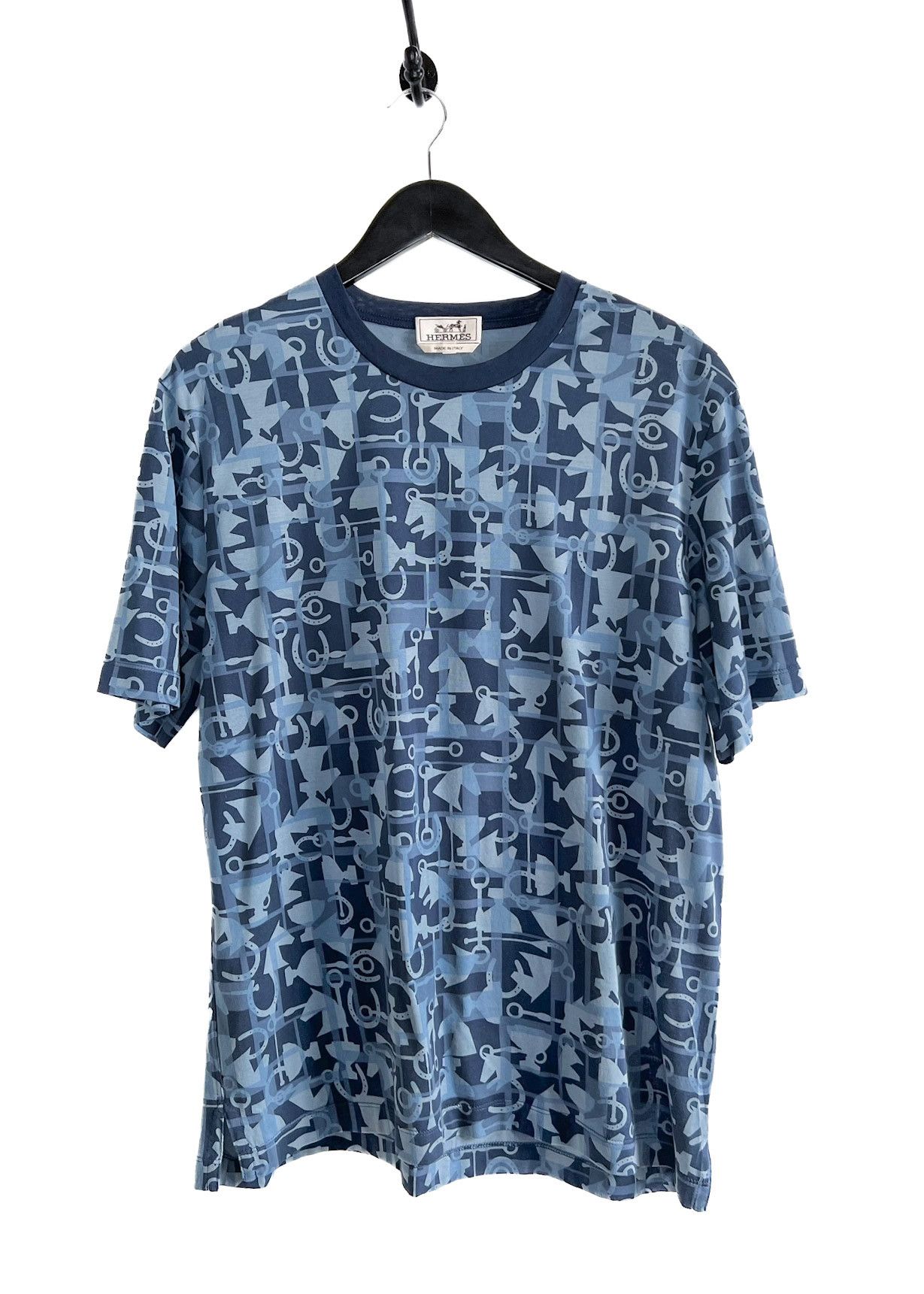 Hermes Hermès Blue Horseshoe Equestrian Print T-shirt Size US L / EU 52-54 / 3 - 1 Thumbnail