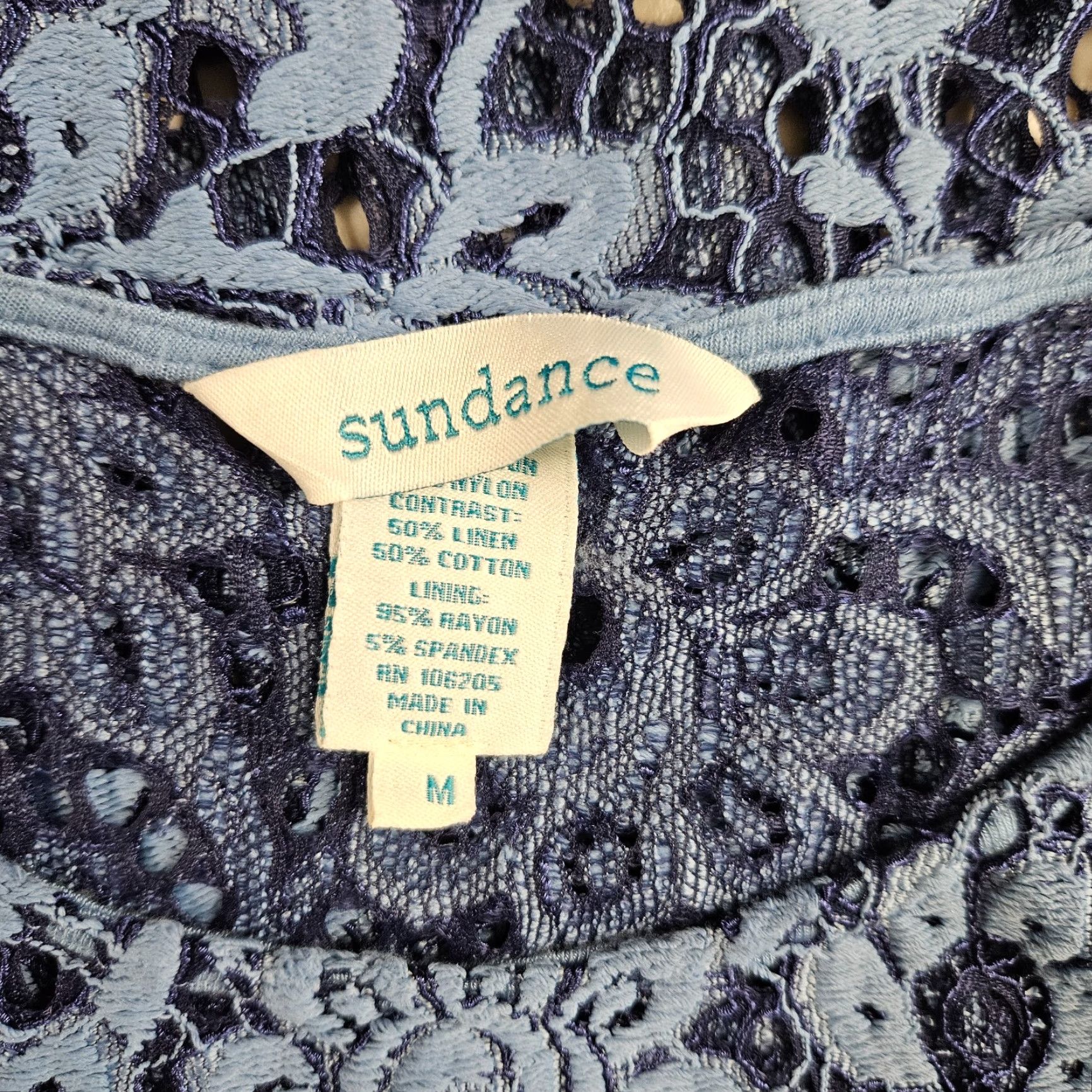 Vintage Sundance Womens Ariadna Lace Top Sz Medium Blue Long Sleeve Cotton Blend Shirt Womens M Blue Lace Top Size M / US 6-8 / IT 42-44 - 5 Thumbnail