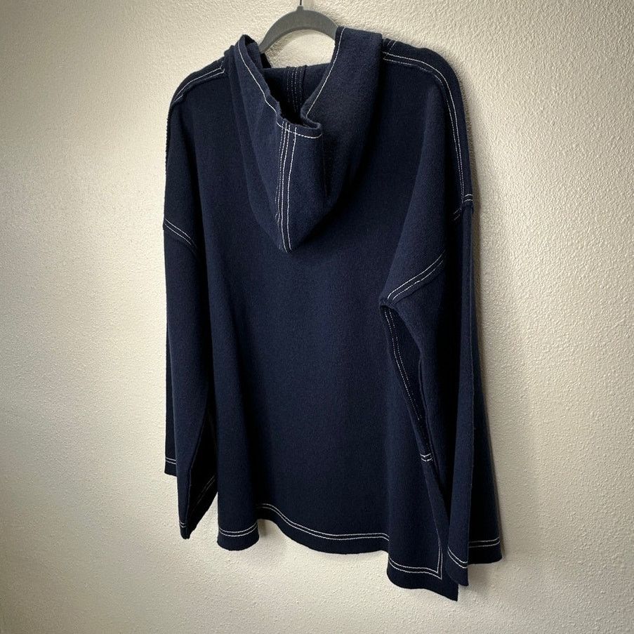 Elizabeth and James Elizabeth & James Navy White Stitch Long Sleeve Hood Sweater Size L / US 10 / IT 46 - 10 Thumbnail