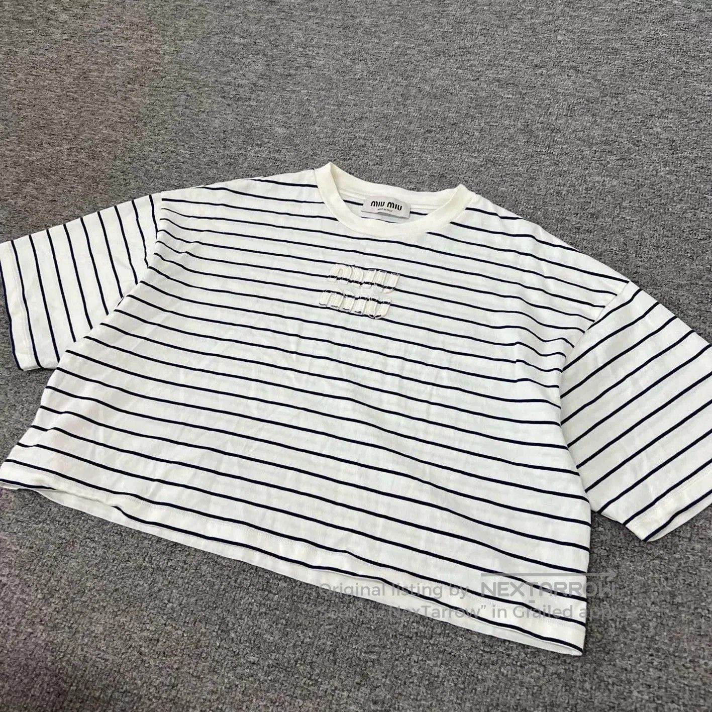Miu Miu Miu Miu Embroidered Logo Striped T. Size XS / US 0-2 / IT 36-38 - 5 Thumbnail