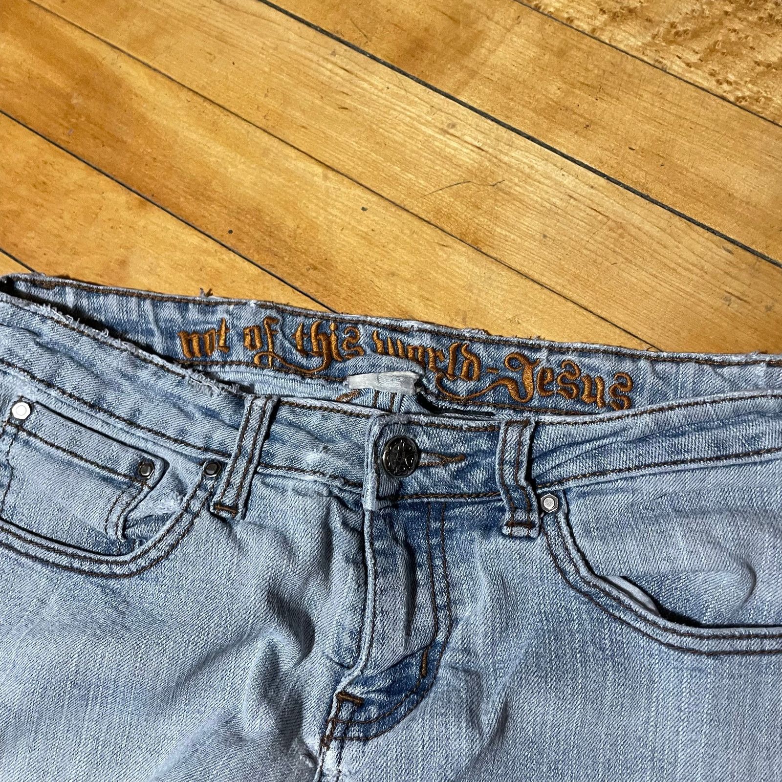 Vintage 90s Not Of This World Jesus Denim Womens Pants 28 Size 28" / US 6 / IT 42 - 6 Thumbnail