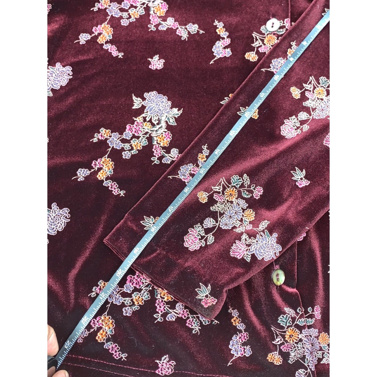 Vintage VINTAGE CLIO Womens Floral Button Up Long Sleeve Shirt Top Maroon L USA #5267 Size L / US 10 / IT 46 - 7 Thumbnail