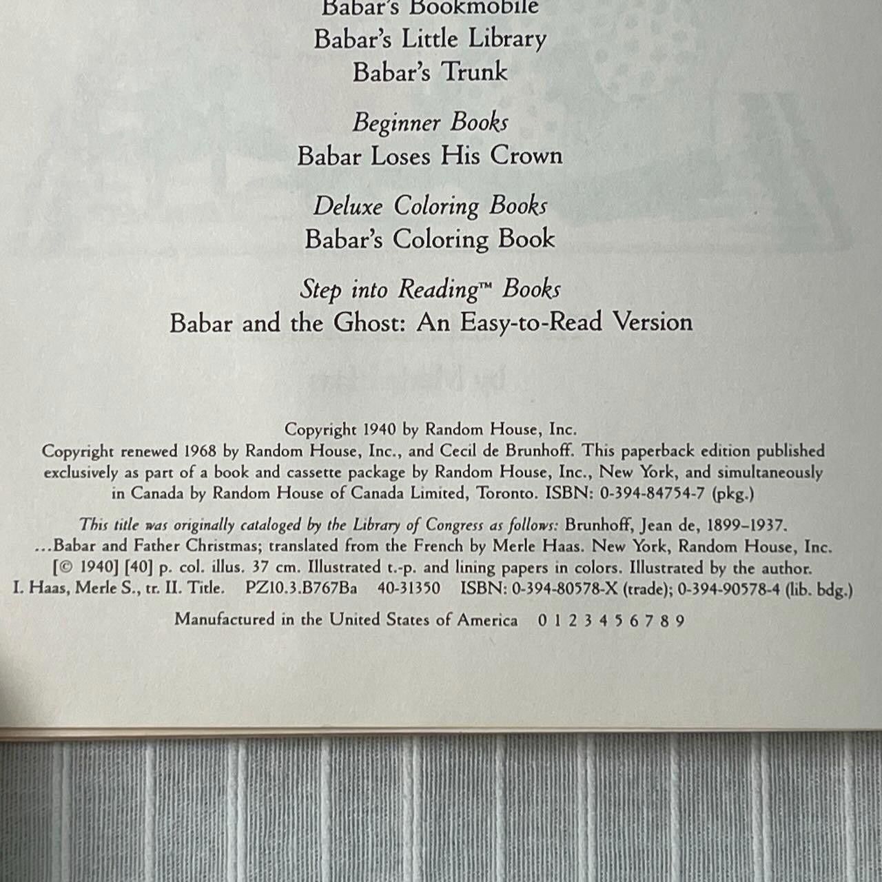 Designer Babar and Father Christmas de Brunhoff Paperback 1968 Rare Size ONE SIZE - 6 Thumbnail