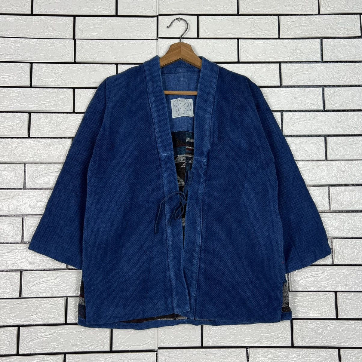 Vintage Indigo Blue Thick Weave Kimono Native Design Lined 4153-C190 Size US S / EU 44-46 / 1 - 1 Thumbnail