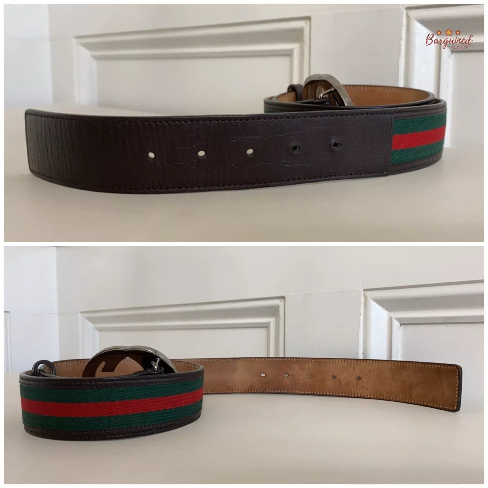Gucci Gucci Web Canvas Leather Silver Interlocking G Buckle Belt Size 30 - 5 Thumbnail