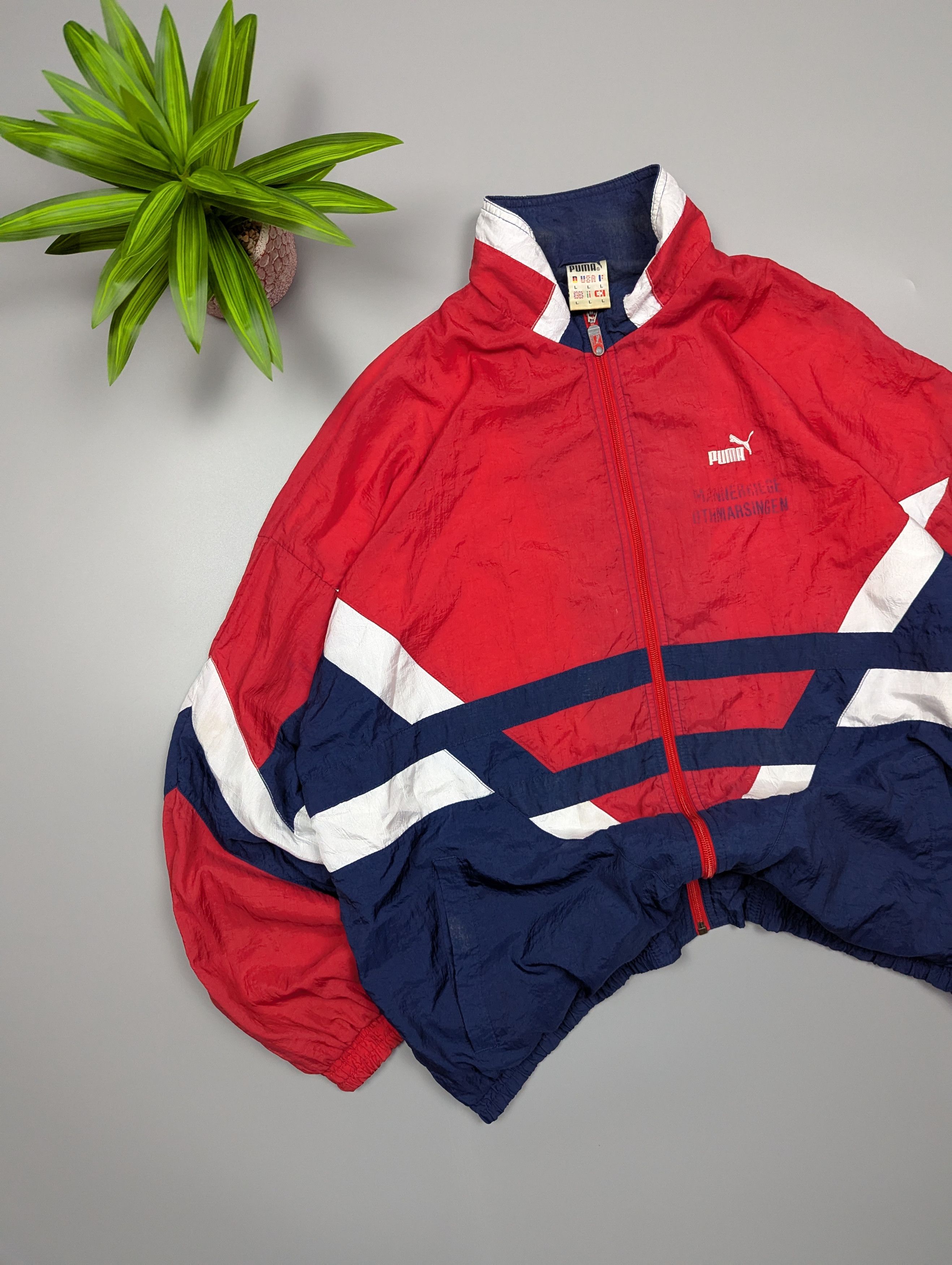 Puma VTG Puma Track Jacket Red Navy White 80s Colorblock Zip Size US L / EU 52-54 / 3 - 2 Thumbnail