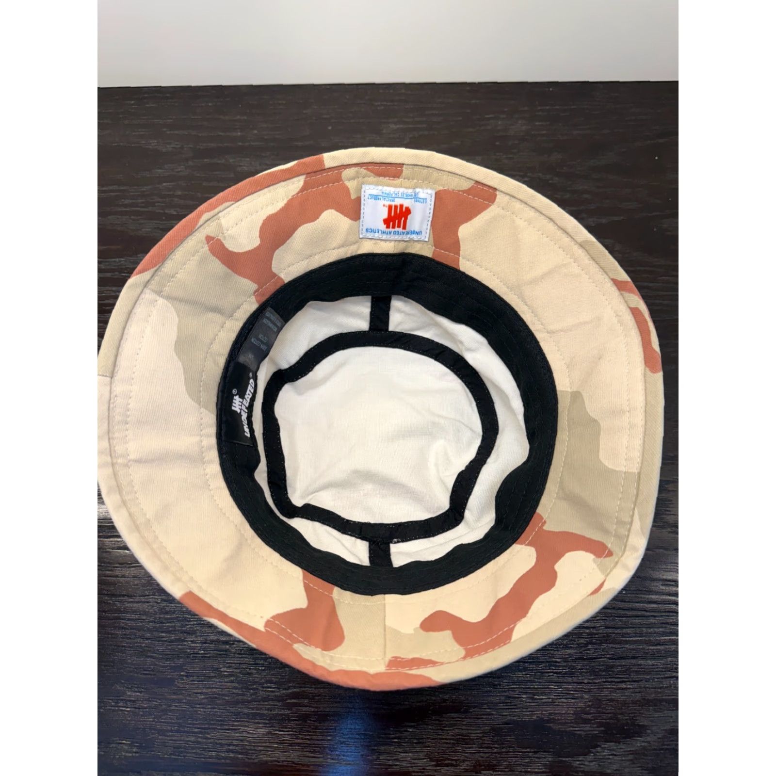 VINTAGE Undefeated Bucket Hat Men Small Beige Camo Casual Travel Sun Hip Hop Golf