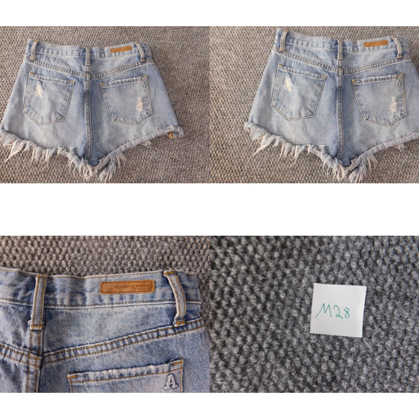 Vintage Articles of Society Womens Shorts 24 blue distressed cut light denim Cut-Off Flat Front Zip Size 42" / US 20 - 8 Thumbnail