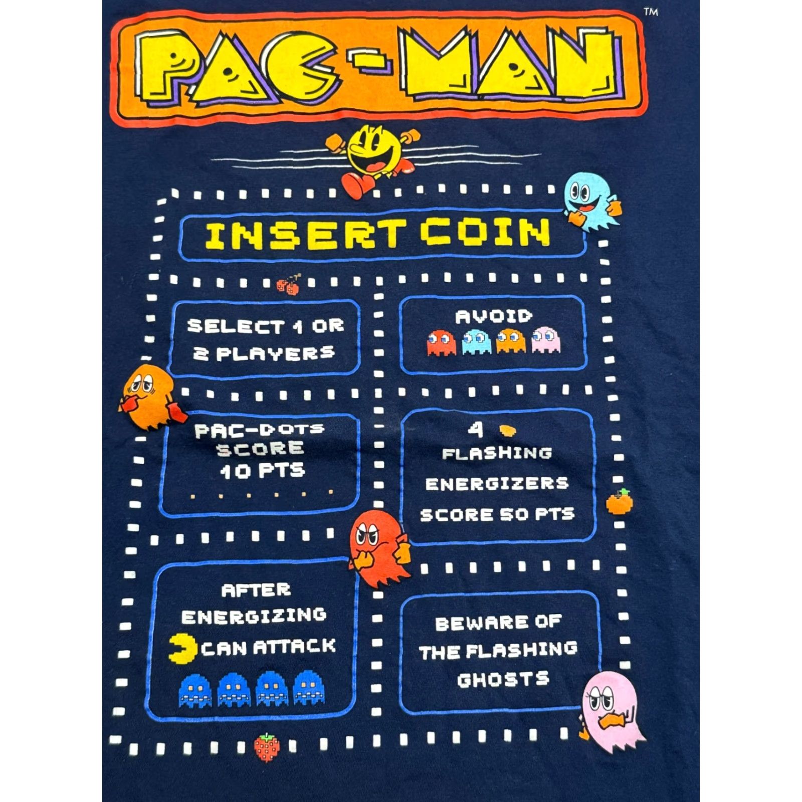 Vintage Pac-Man Shirt Men XL Navy Blue Crewneck Short Sleeve INSERT COIN Size US XL / EU 56 / 4 - 5 Thumbnail