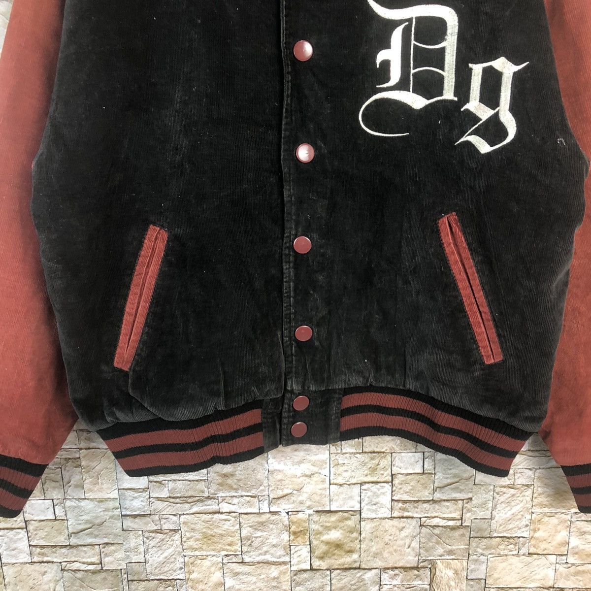Japanese Brand DL Letter Red 4 Black/Maroon Bomber varsity Jacket #A4 Size US L / EU 52-54 / 3 - 6 Thumbnail