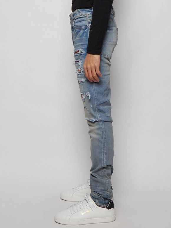 Amiri o1w1db10525 Plaid Thrasher Jeans in Blue Size US 38 / EU 54 - 3 Thumbnail