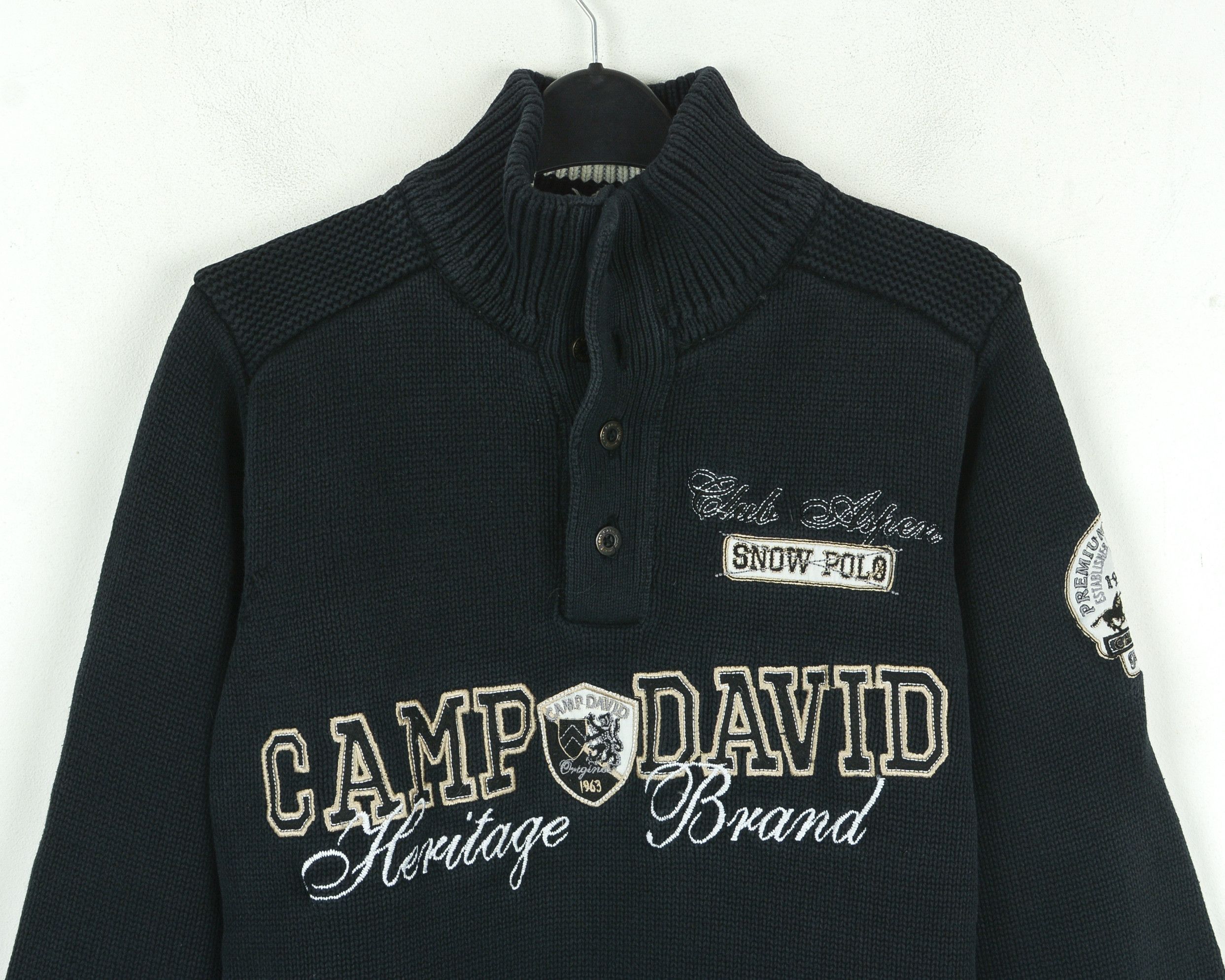 Camp David Black High Neck Sweater Cotton Pullover Jumper Top Button Size US S / EU 44-46 / 1 - 2 Thumbnail