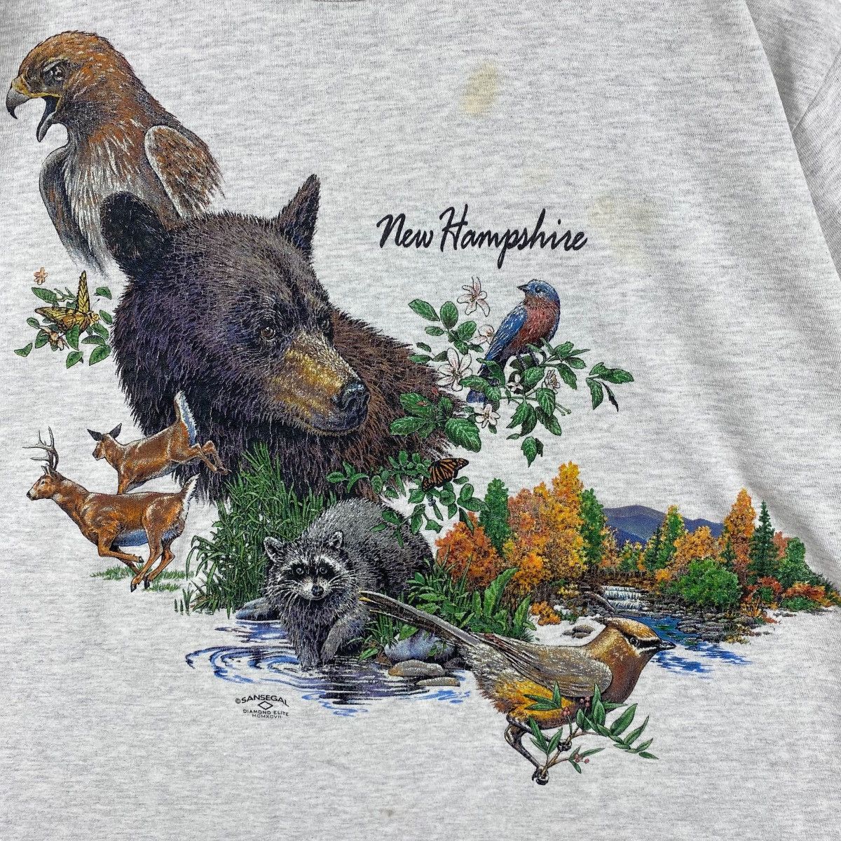 Vintage Vintage 90's NEW HAMPSHIRE Animals Habitat Graphic Tee Shirt Size US XL / EU 56 / 4 - 2 Thumbnail