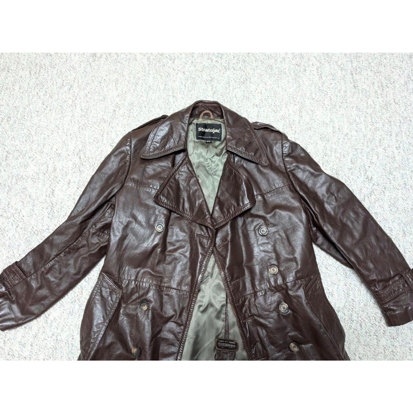 Doublet VINTAGE Stratojac leather coat - belted double breasted brown cowhide - 38 Chest Mens 1970s overcoat Size US S / EU 44-46 / 1 - 5 Thumbnail