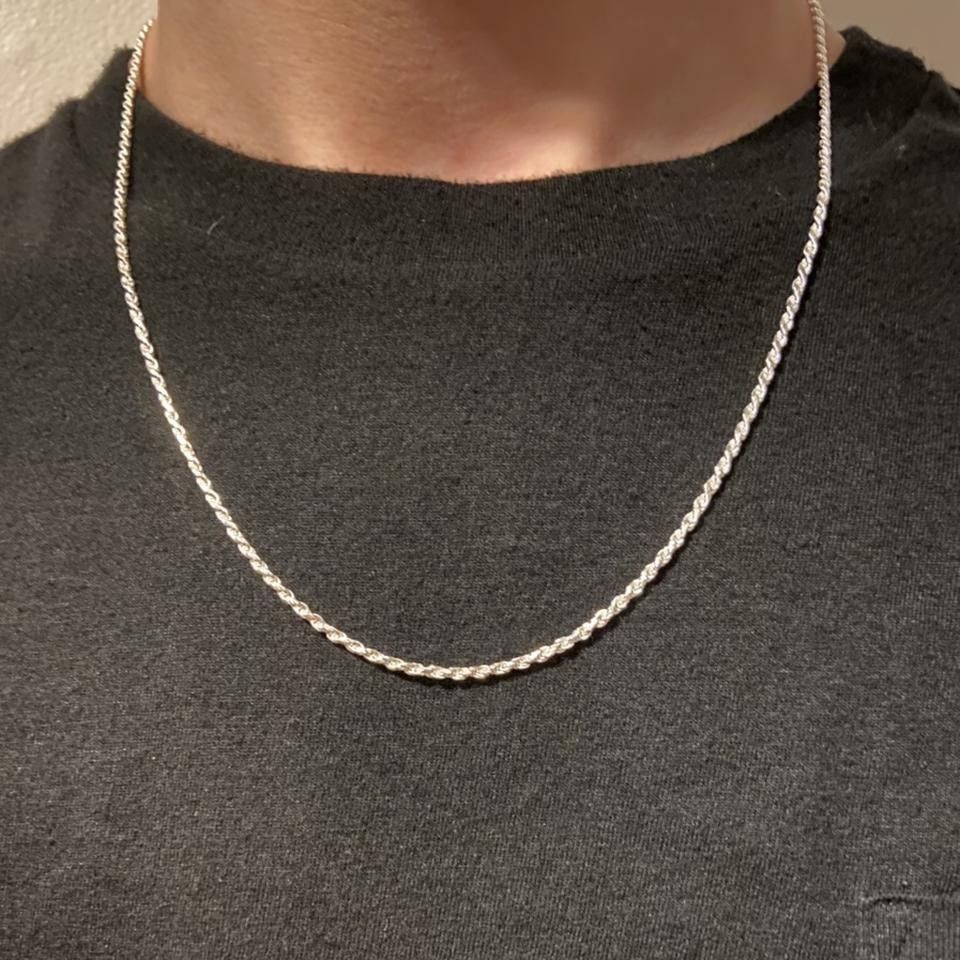 Sterling Silver Solid Silver Rope Chain Necklace 20in 2mm Size ONE SIZE - 1 Thumbnail