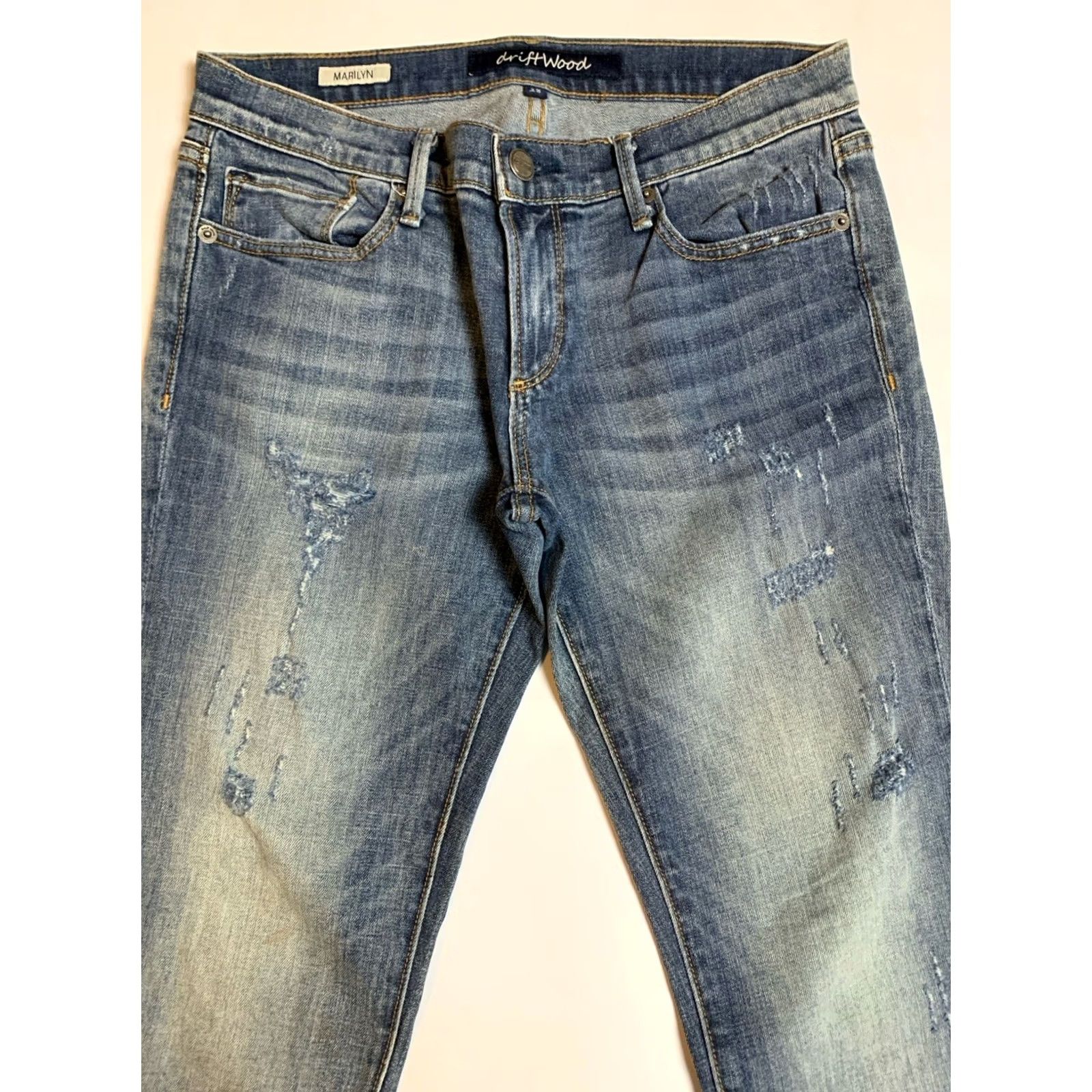 Vintage Driftwood Marilyn Jeans Womens Skinny Regular Size 28 Blue Denim Distressed Boho Minimalist Festival Bohemian Pockets Stretch Regular Fit Womens Size 28" / US 6 / IT 42 - 3 Thumbnail
