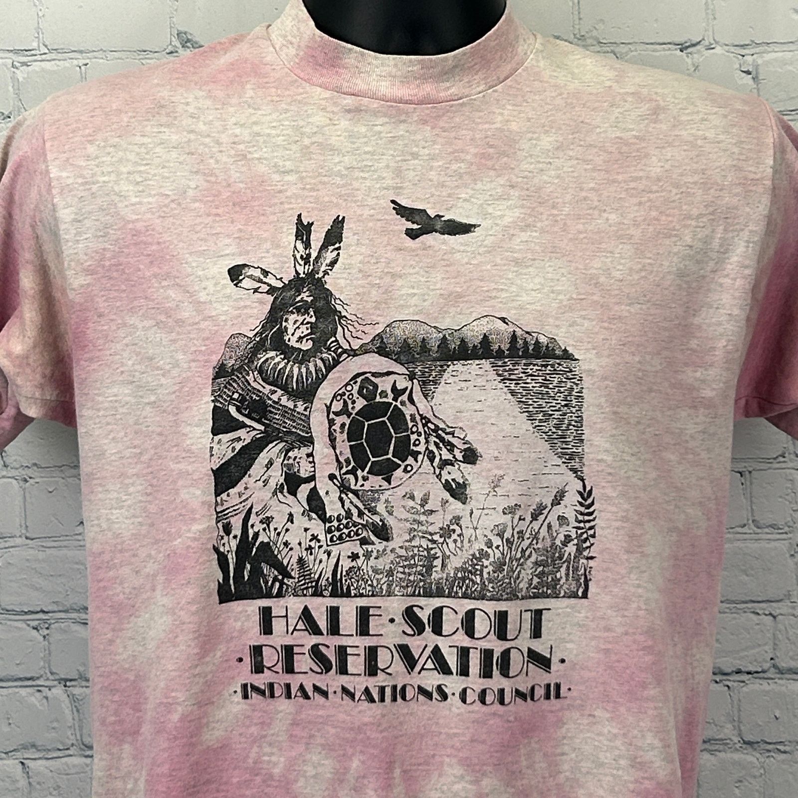 Fruit Of The Loom Vintage BSA Hale Scout Reservation T Shirt Boy Scouts Pink M Size US M / EU 48-50 / 2 - 1 Thumbnail