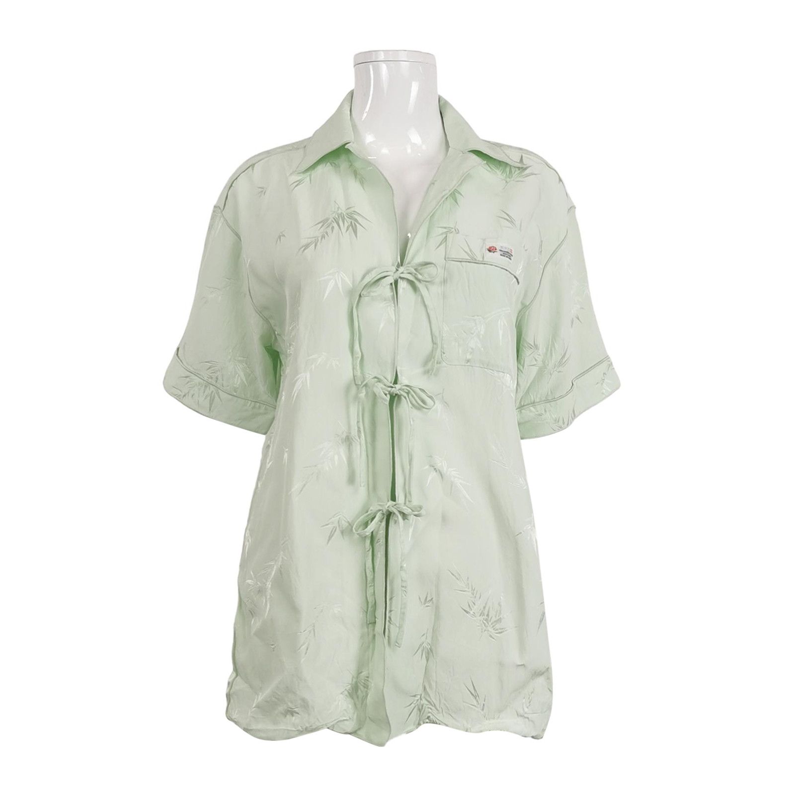Alexander Wang Alexander Wang Bamboo Pattern Tie-Front Shirt Size XS Size XS / US 0-2 / IT 36-38 - 1 Thumbnail