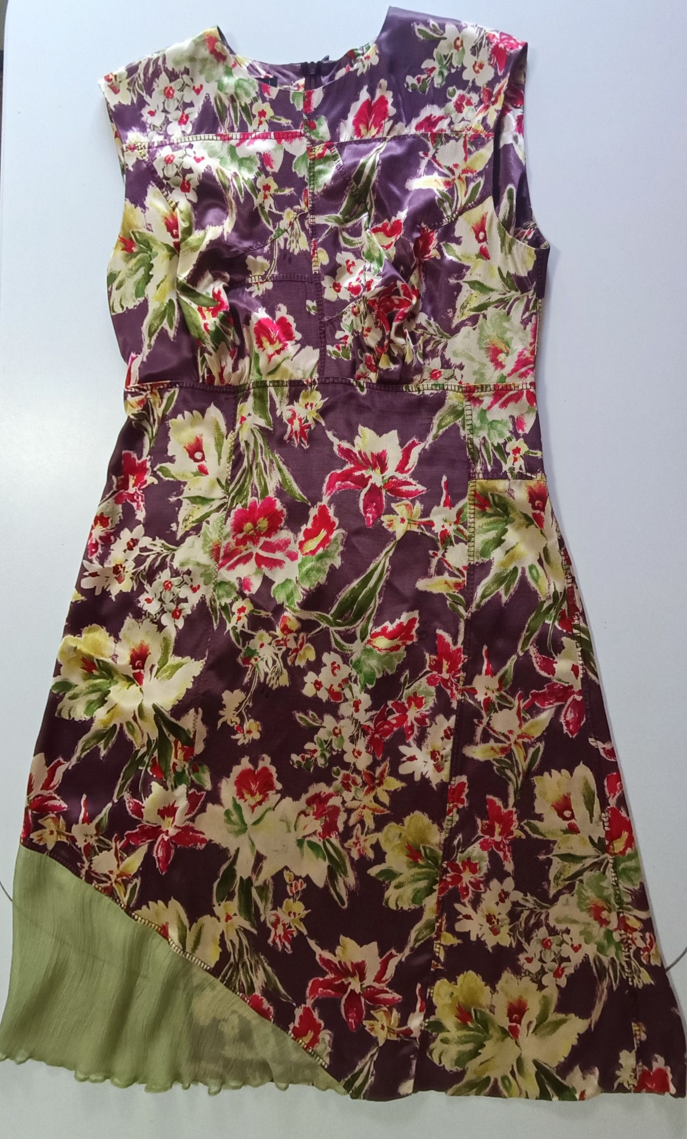 Jean Paul Gaultier 2000's - satin dark purple and floral midi dress Size M / US 6-8 / IT 42-44 - 21 Thumbnail
