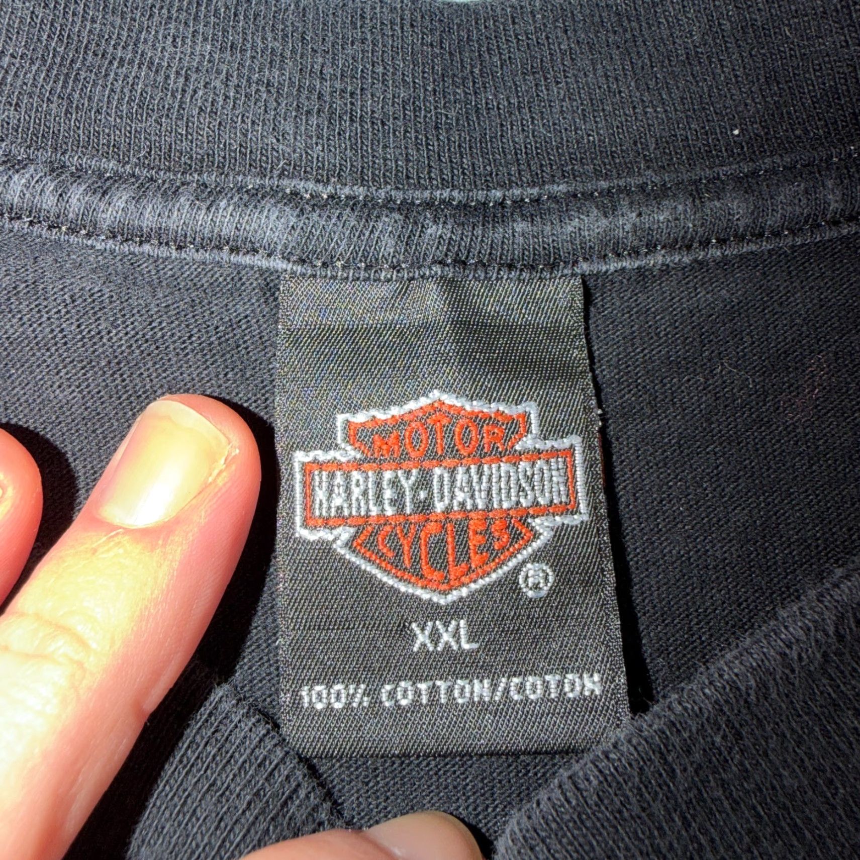 Harley Davidson Harley-Davidson T-Shirt Vintage Black 2XL Washington Graphic Tee Mens 70s 80s Motorcycle Logo Double-Sided Short Sleeve Knit Cotton Size US XXL / EU 58 / 5 - 4 Thumbnail