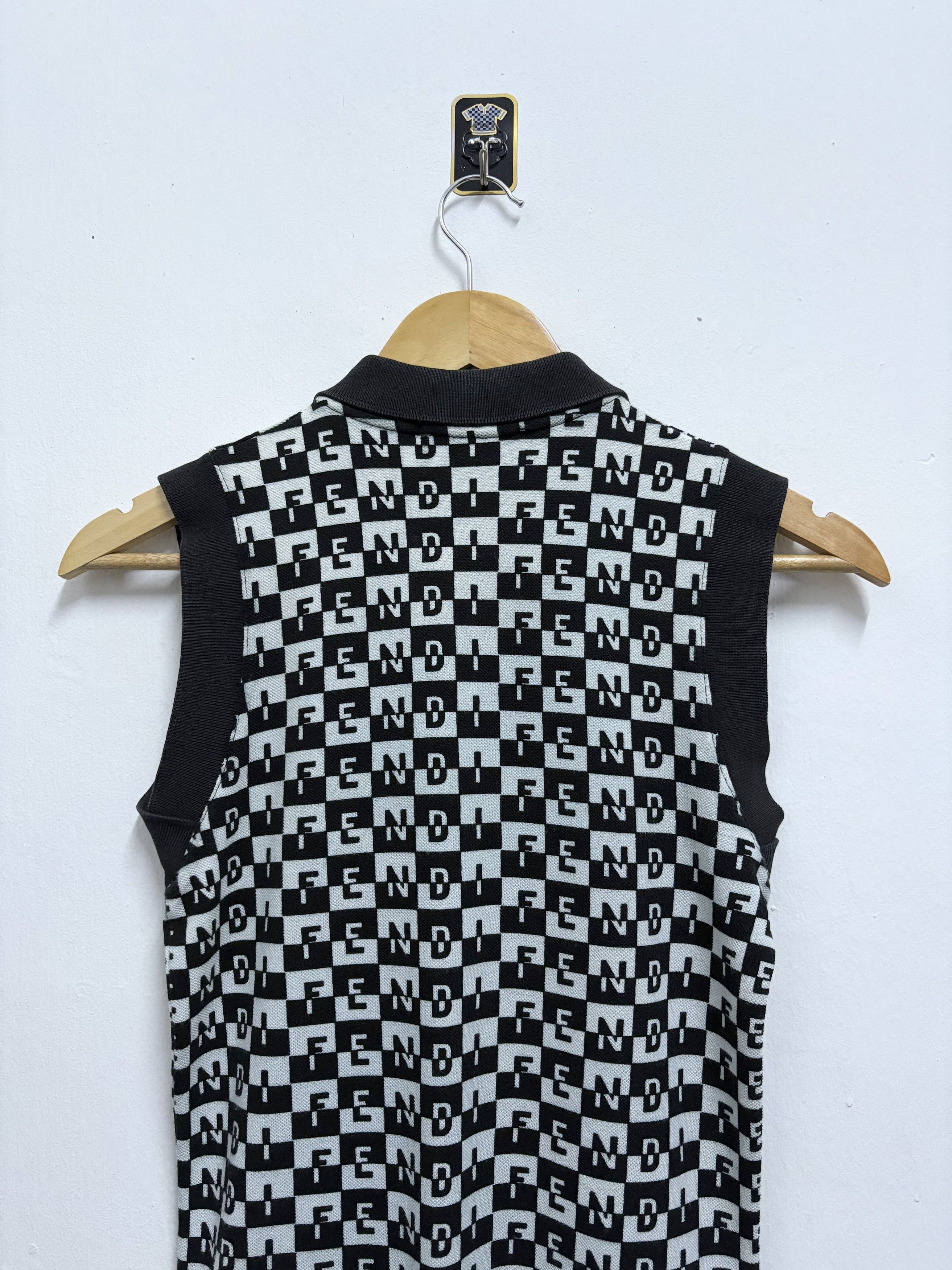 Fendi Vintage 90's Fendi Mare Black Monogram Midi Dress Size S / US 4 / IT 40 - 4 Thumbnail