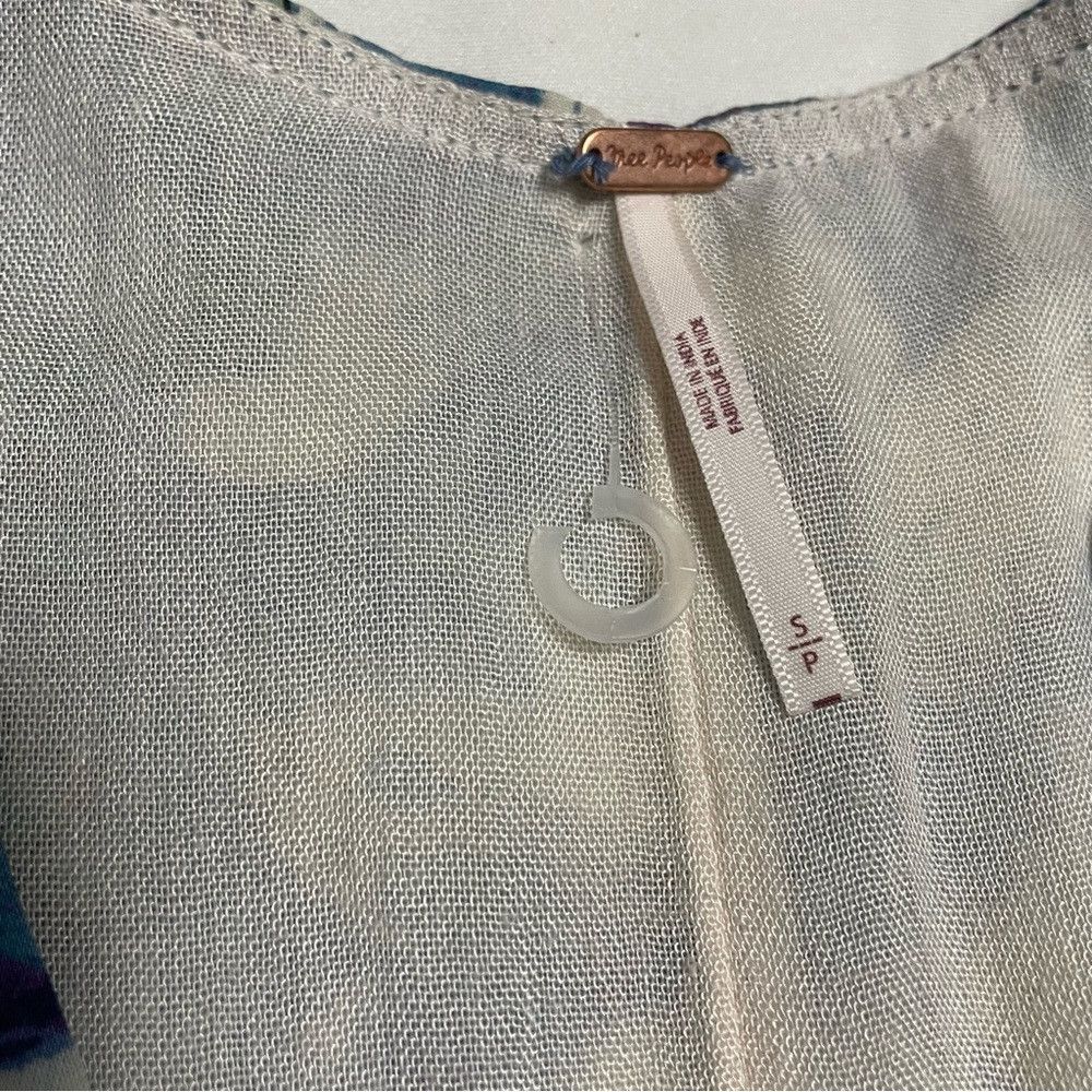 Free People New Free People Freddy Tie Waist Mini Blue Floral Dress Siz Size S / US 4 / IT 40 - 8 Thumbnail