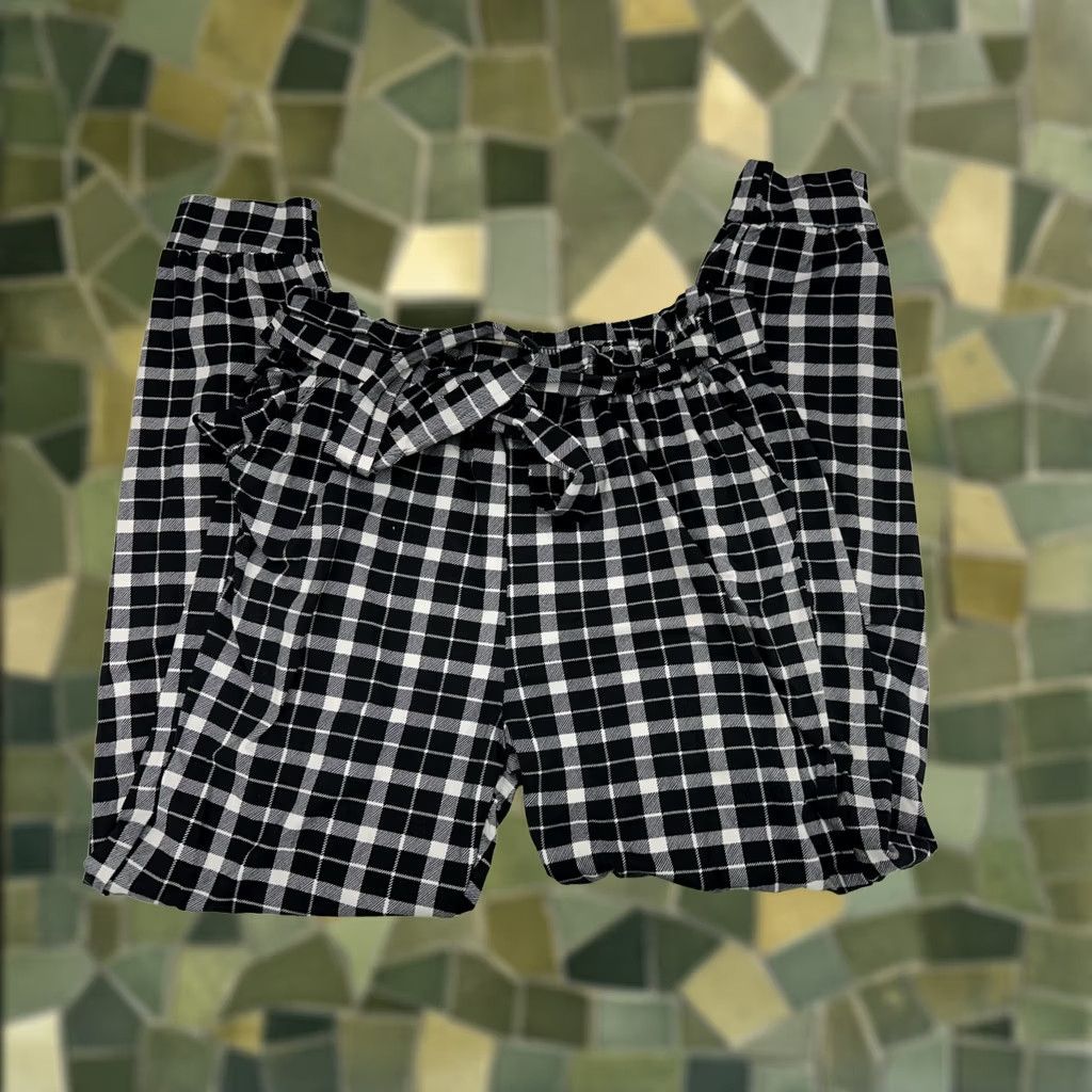 Vintage Shosho Womens Pants Paperbag Waist Plaid Tapered Leg Black White Size L Size 36" / US 14 / IT 50 - 1 Thumbnail