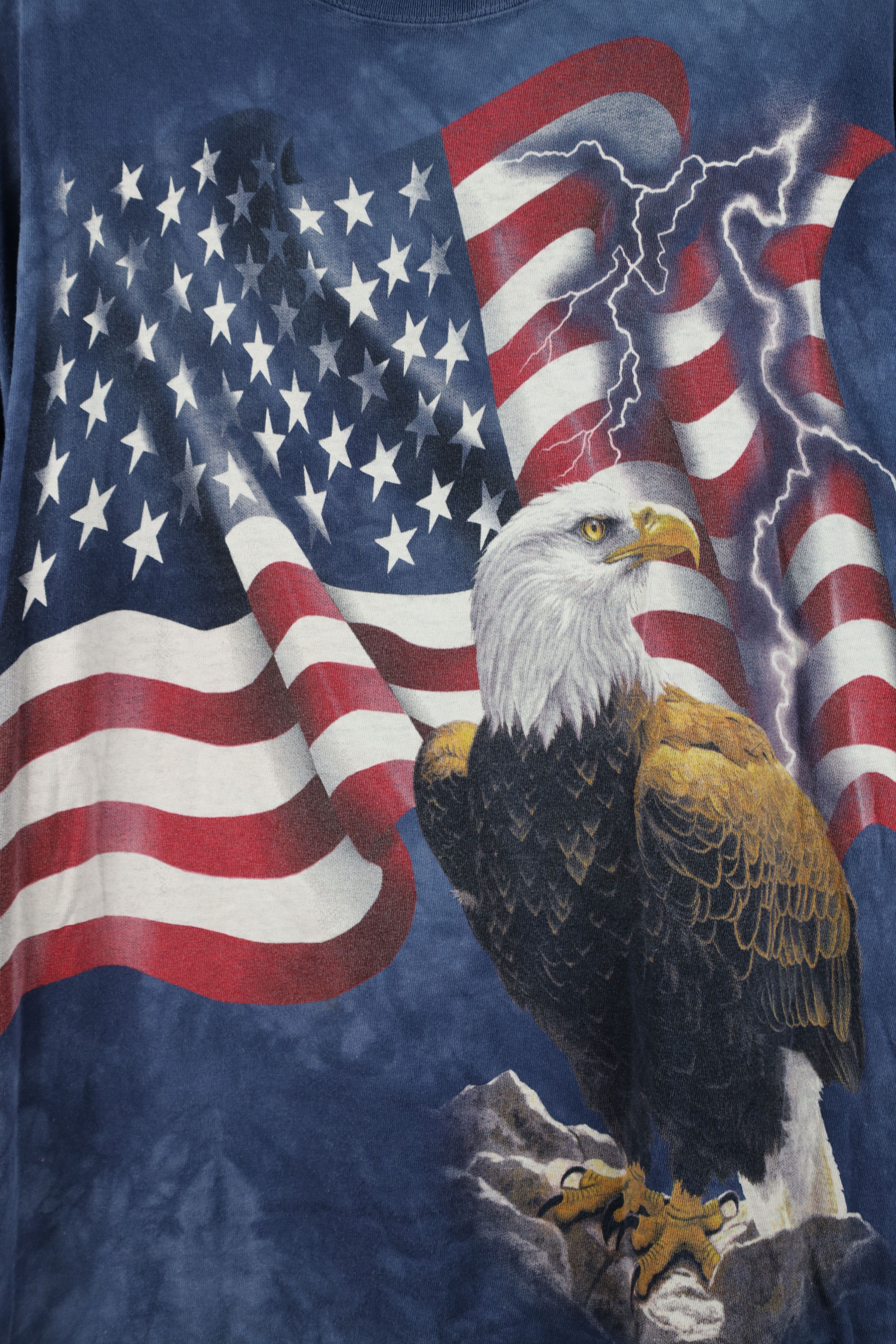 Vintage Streetwear Wash USA Flag American Eagle T-Shirt Blue USA Size US L / EU 52-54 / 3 - 4 Thumbnail