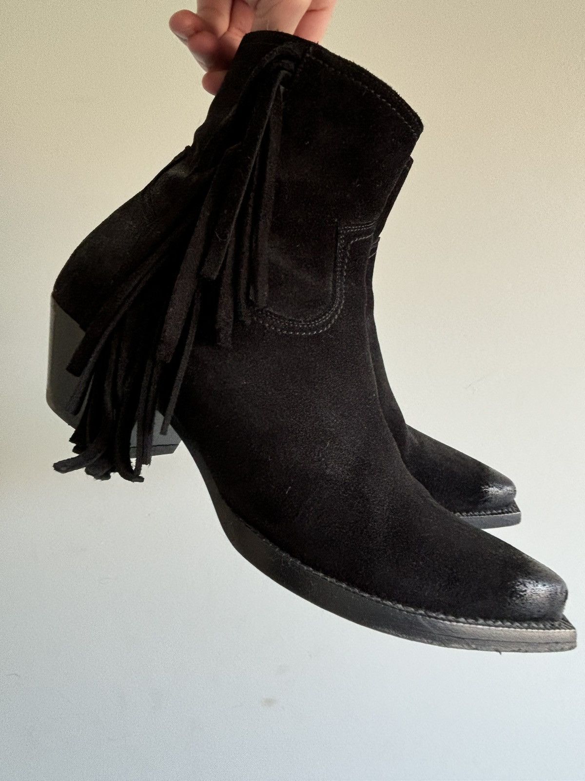Saint Laurent Paris Saint Laurent Black Fringed Lukas Boots Size US 8 / EU 41 - 11 Thumbnail