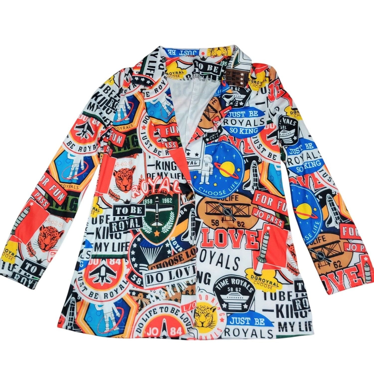 Other Retro Graphic Print Blazer Jacket Size M Multicolor Pop Art Size M / US 6-8 / IT 42-44 - 2 Thumbnail