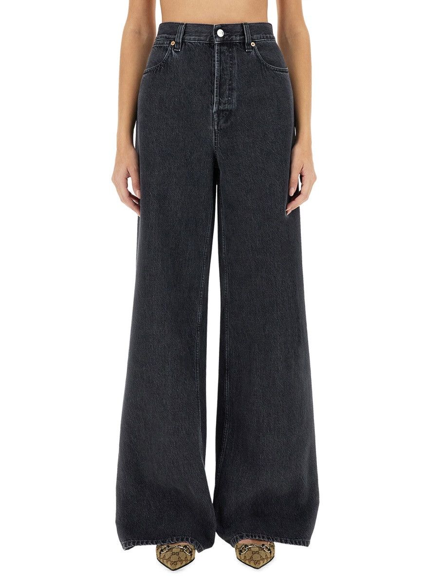 Gucci GUCCI WIDE LEG DENIM PANTS - CHARCOAL (JEANS 27) Size 27" / US 4 / IT 40 - 1 Thumbnail