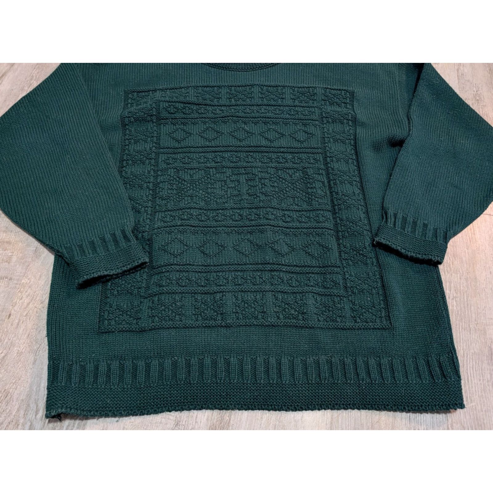 Vintage VINTAGE Peggy's Womens Acrylic Sweater Rollneck Shoulder Pads 3D Knit Green USA Made L/XL 1980s Mens Womens Size L / US 10 / IT 46 - 4 Thumbnail