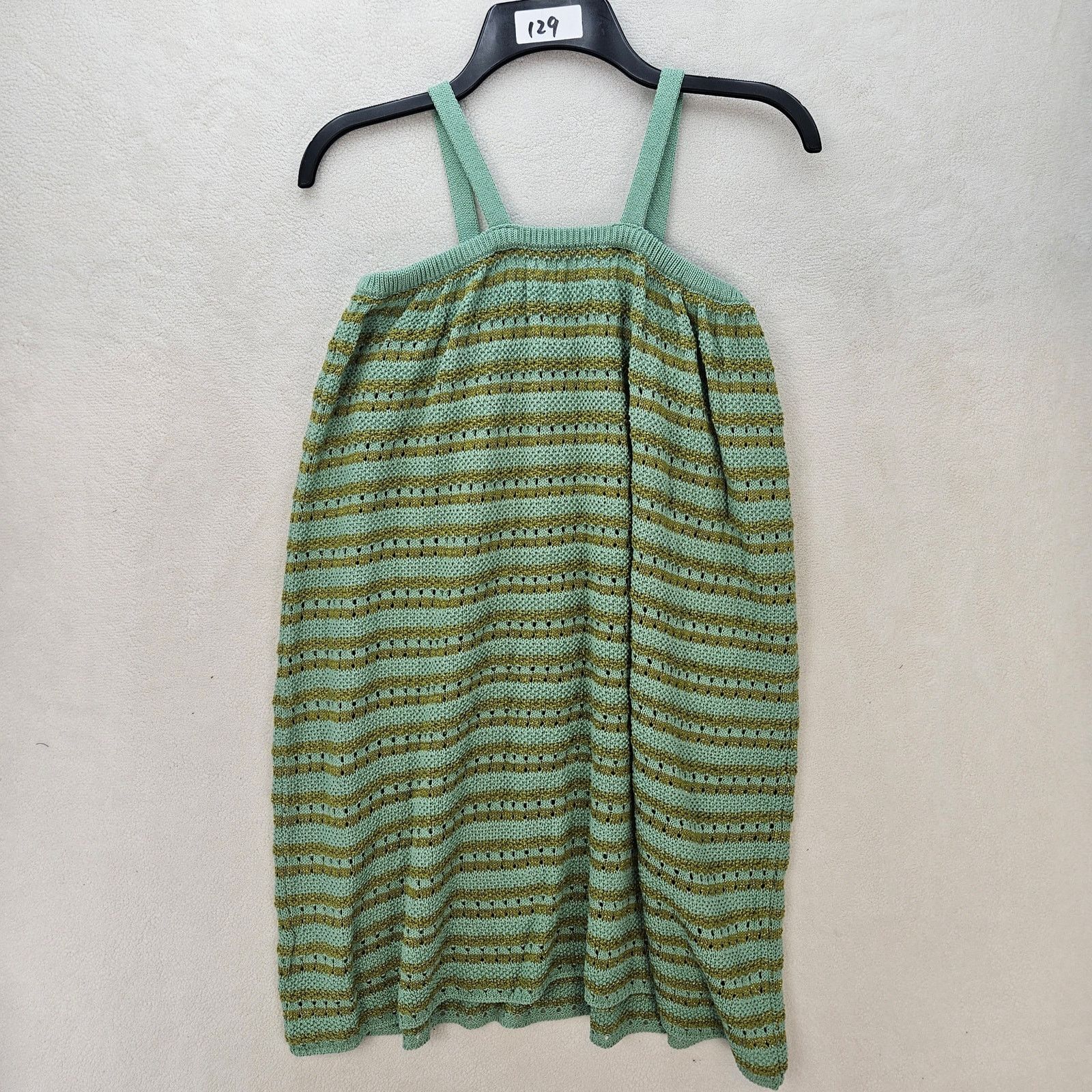 Zara ZARA GIRLS SIZE 13-14 GREEN STRIPED KNIT TUNIC MINI DRESS Size US L / EU 52-54 / 3 - 6 Thumbnail