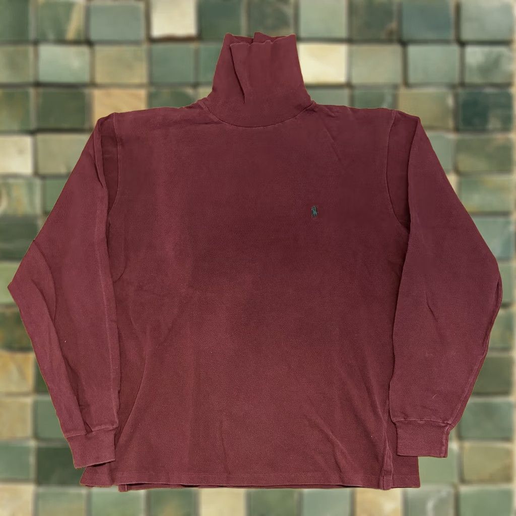 Polo Ralph Lauren VINTAGE Polo Ralph Lauren Shirt Large Maroon Red USA 90s Turtleneck Long Sleeve Mens Size US L / EU 52-54 / 3 - 1 Thumbnail