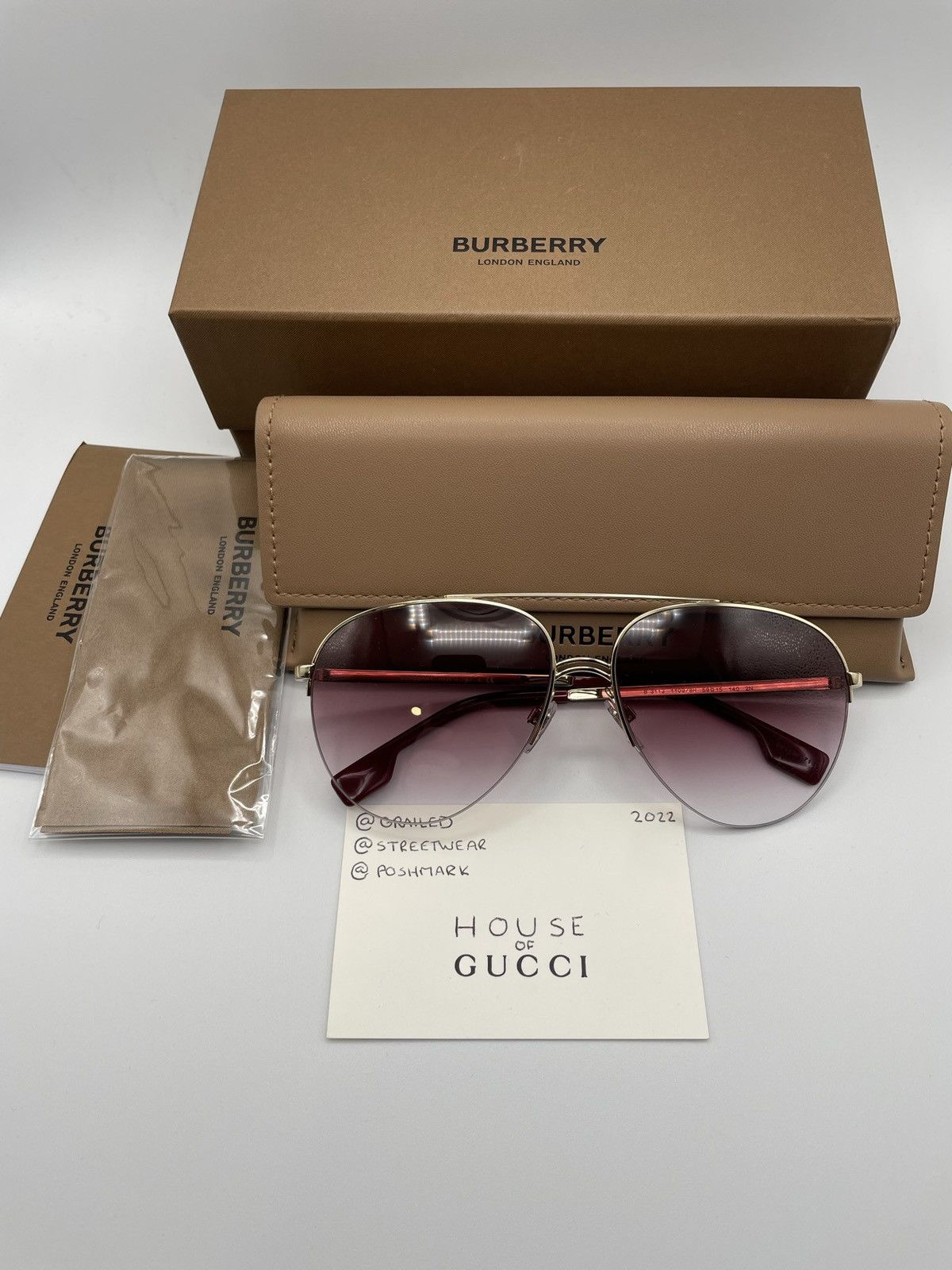 Burberry Burberry Aviator Sunglasses Size ONE SIZE - 7 Thumbnail