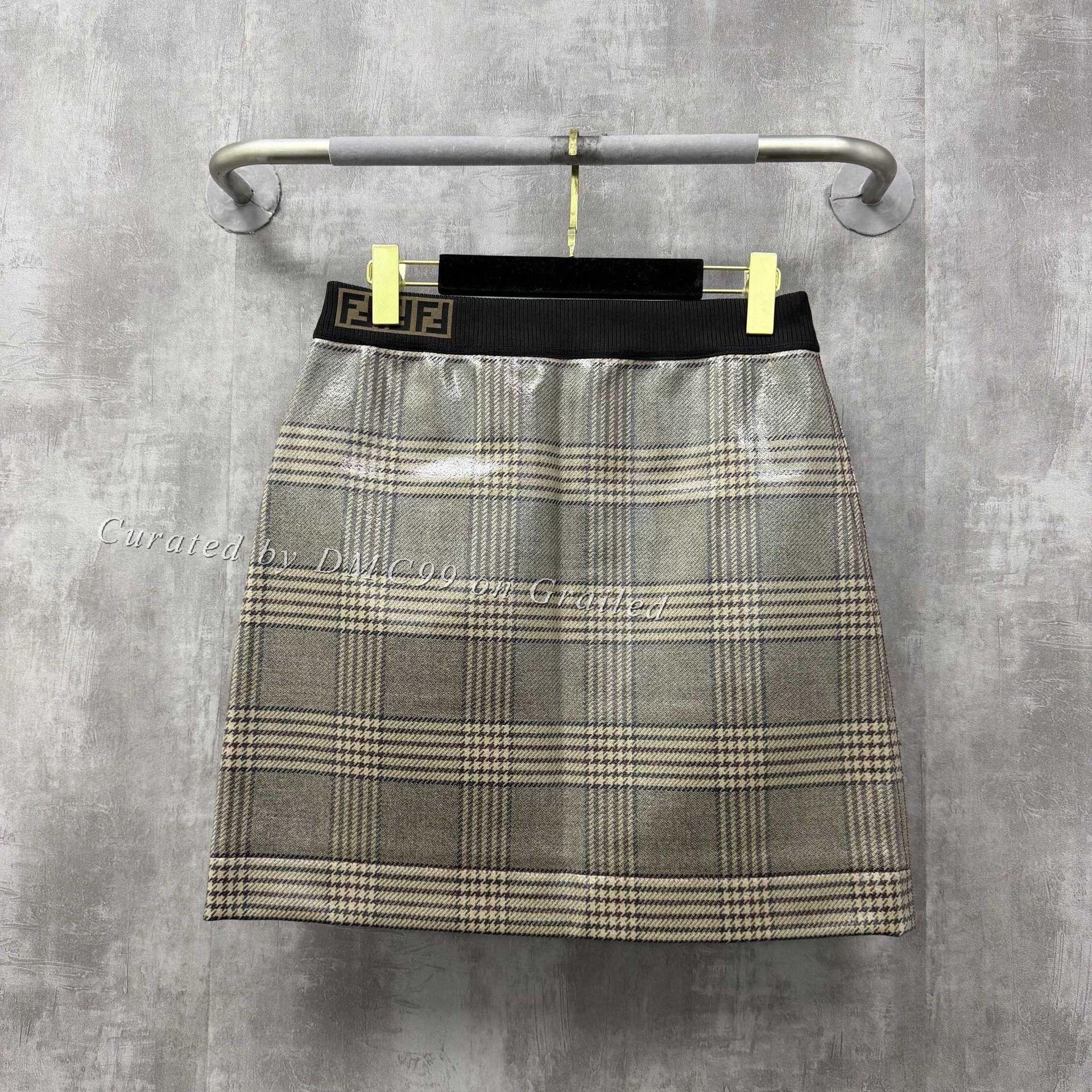 Fendi Fendi Ribbon Patchwork Houndstooth Skirt Size 40" / US 18 - 1 Thumbnail