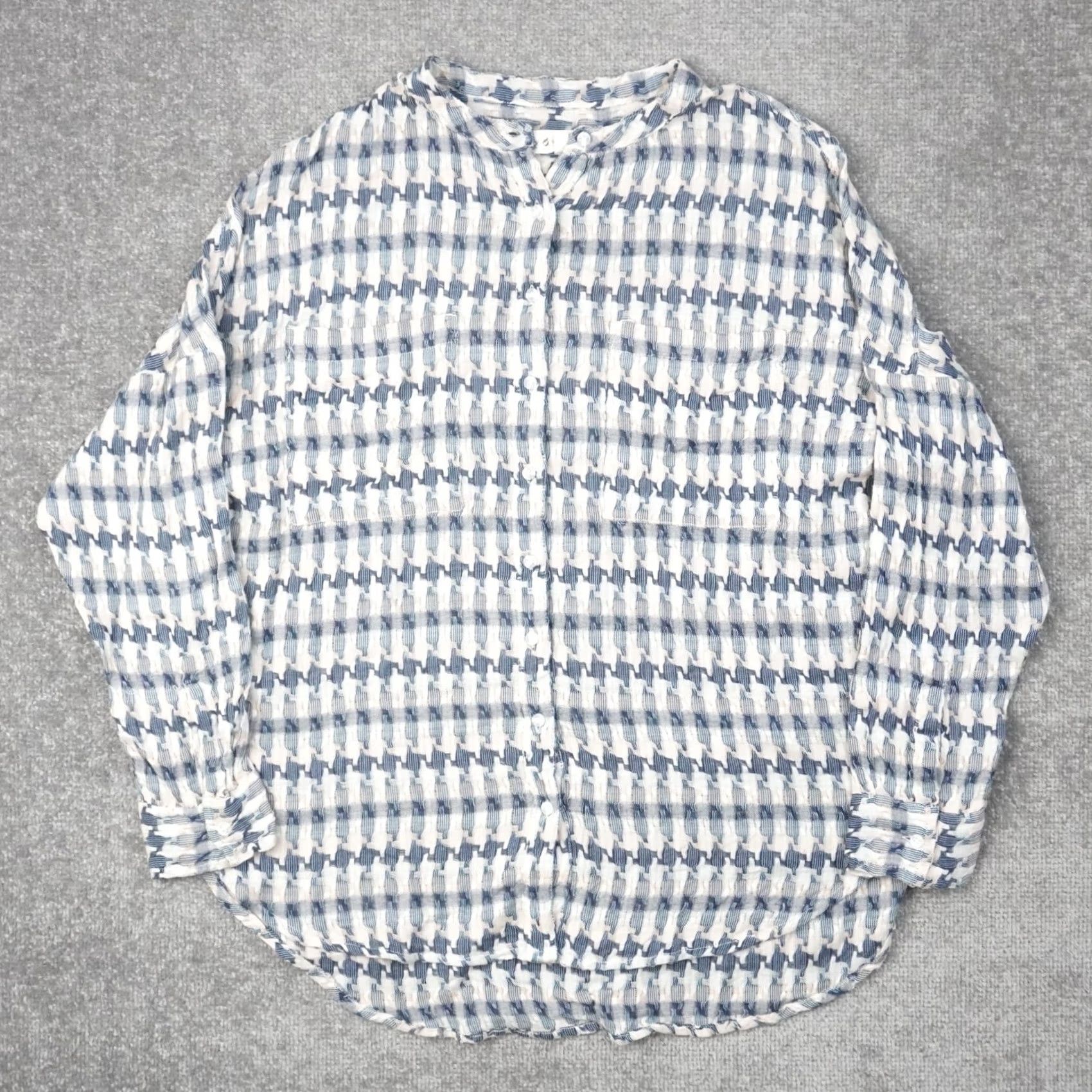 Lou & Grey Lou & Grey Loft Top Adult Small Blue Multicolor Textured Button Women A73 Size S / US 4 / IT 40 - 2 Thumbnail