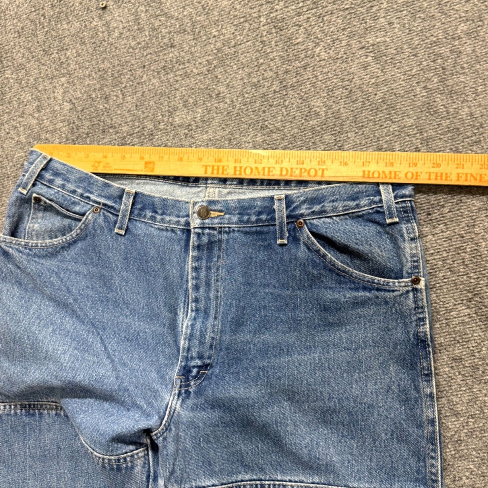 Dickies VTG Dickies Jeans Double Knee Men's 38x30 Dark Blue Denim Jeans Mens Regular 38 Dark Blue Distressed Vintage Dickies Jeans Size US 38 / EU 54 - 5 Thumbnail