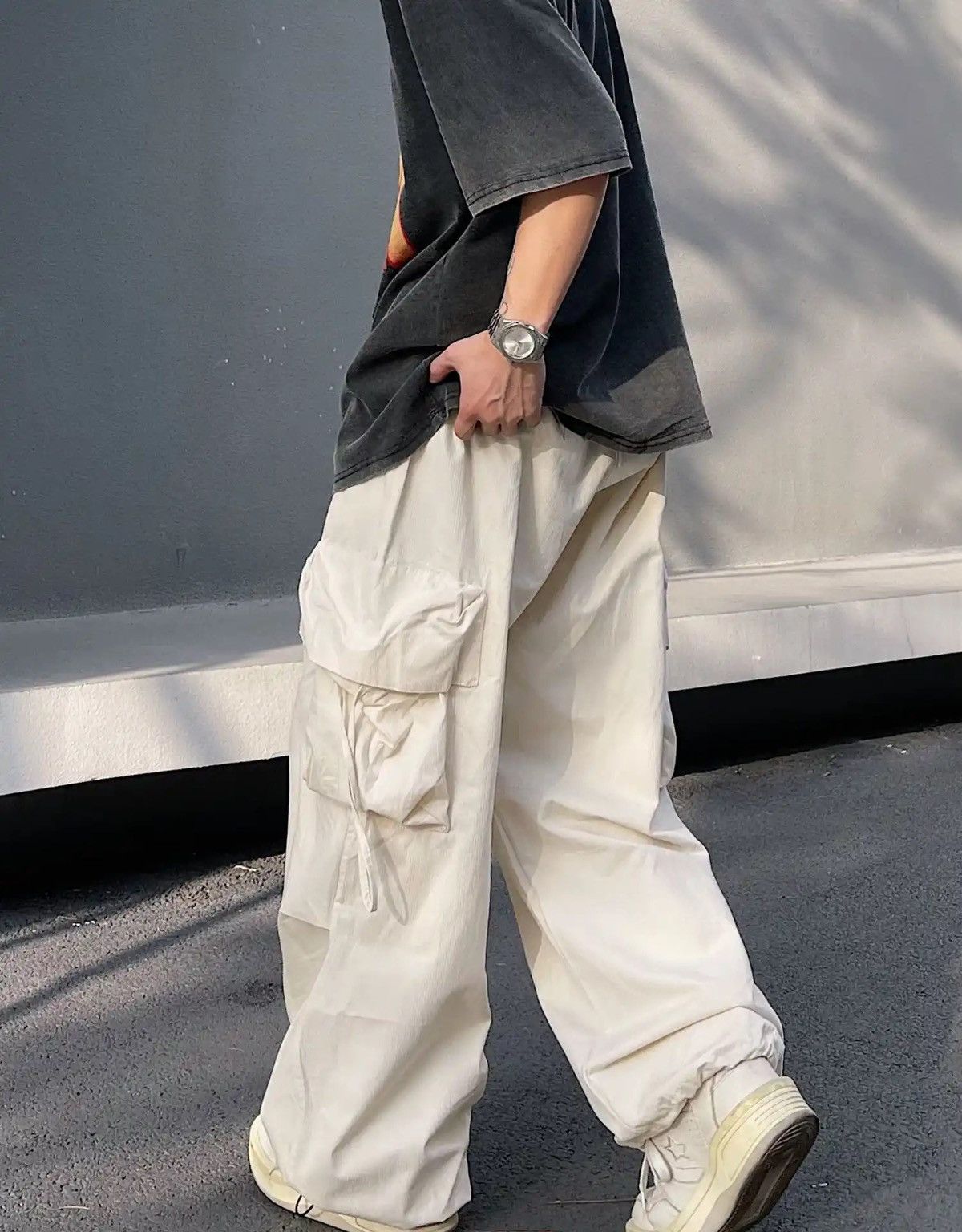 Japanese Brand × Vintage Vintage Wide Leg Pants Loose Ice Silk Cargo Pants Size US 28 / EU 44 - 2 Thumbnail