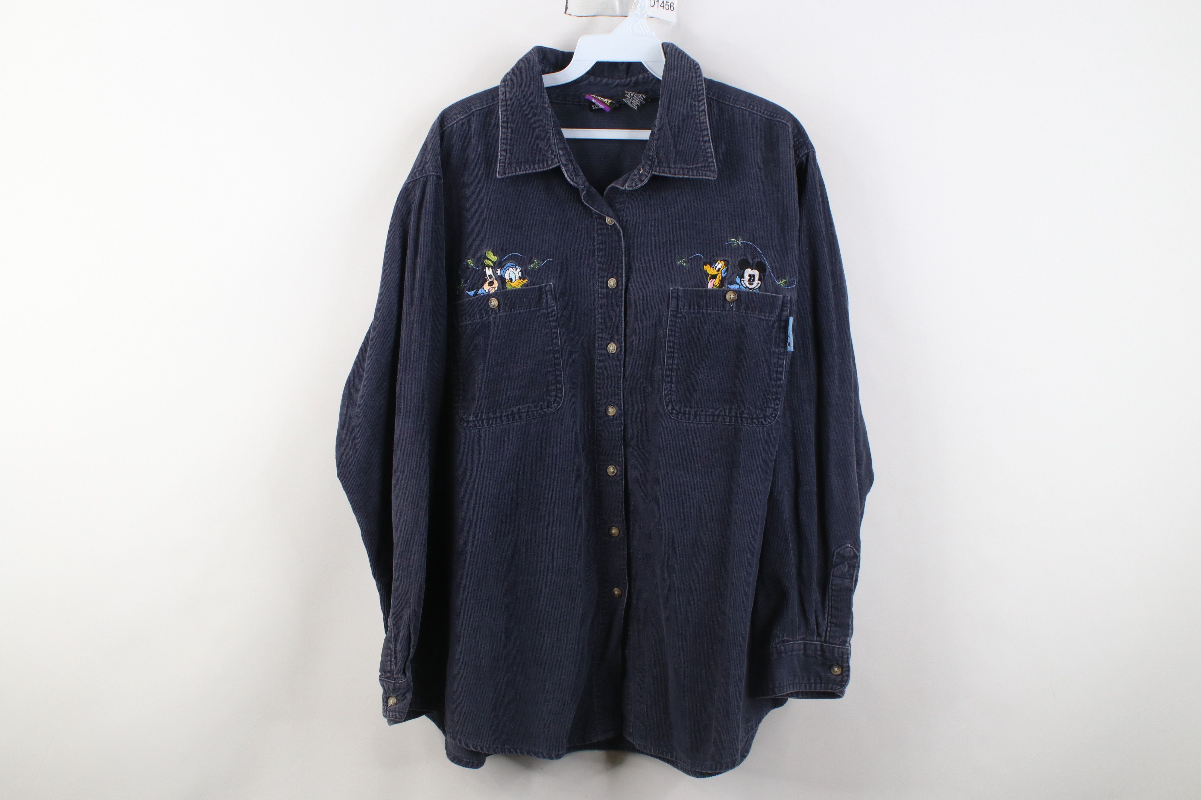 Disney Vintage 90s Disney Mickey & Friends Corduroy Button Shirt Size XXL / US 16-18 / IT 52-54 - 1 Thumbnail