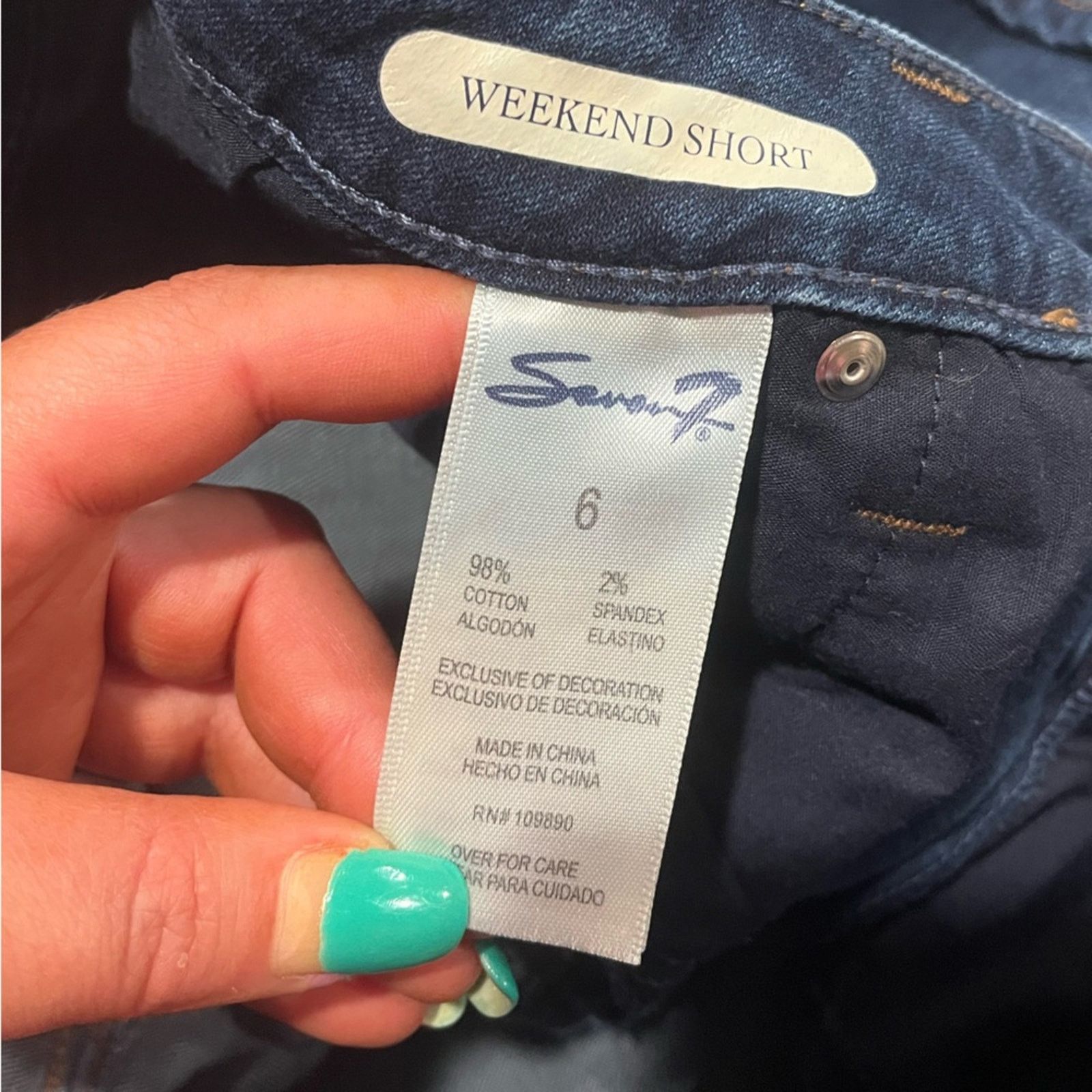 Vintage Seven7 Weekend Shorts Mid Rise Whisker Denim Stretch Size 6 Size 28" / US 6 / IT 42 - 6 Thumbnail