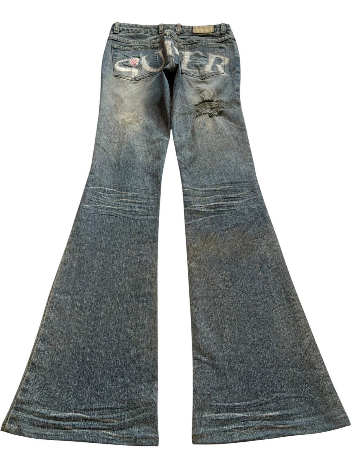 Japanese Brand Vintage Japanese Brand Mud Wash Distress Ripped Flare Jeans Size 26" / US 2 / IT 38 - 2 Thumbnail