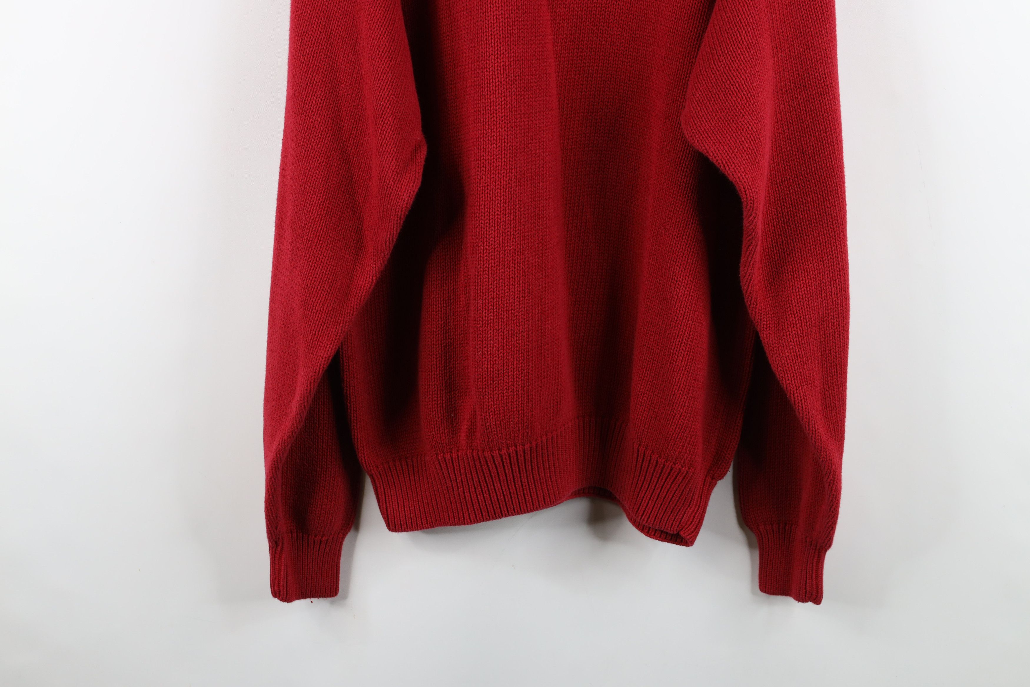 Vintage Vintage 90s Streetwear Blank Cotton Ribbed Knit Sweater Red Size US L / EU 52-54 / 3 - 9 Thumbnail