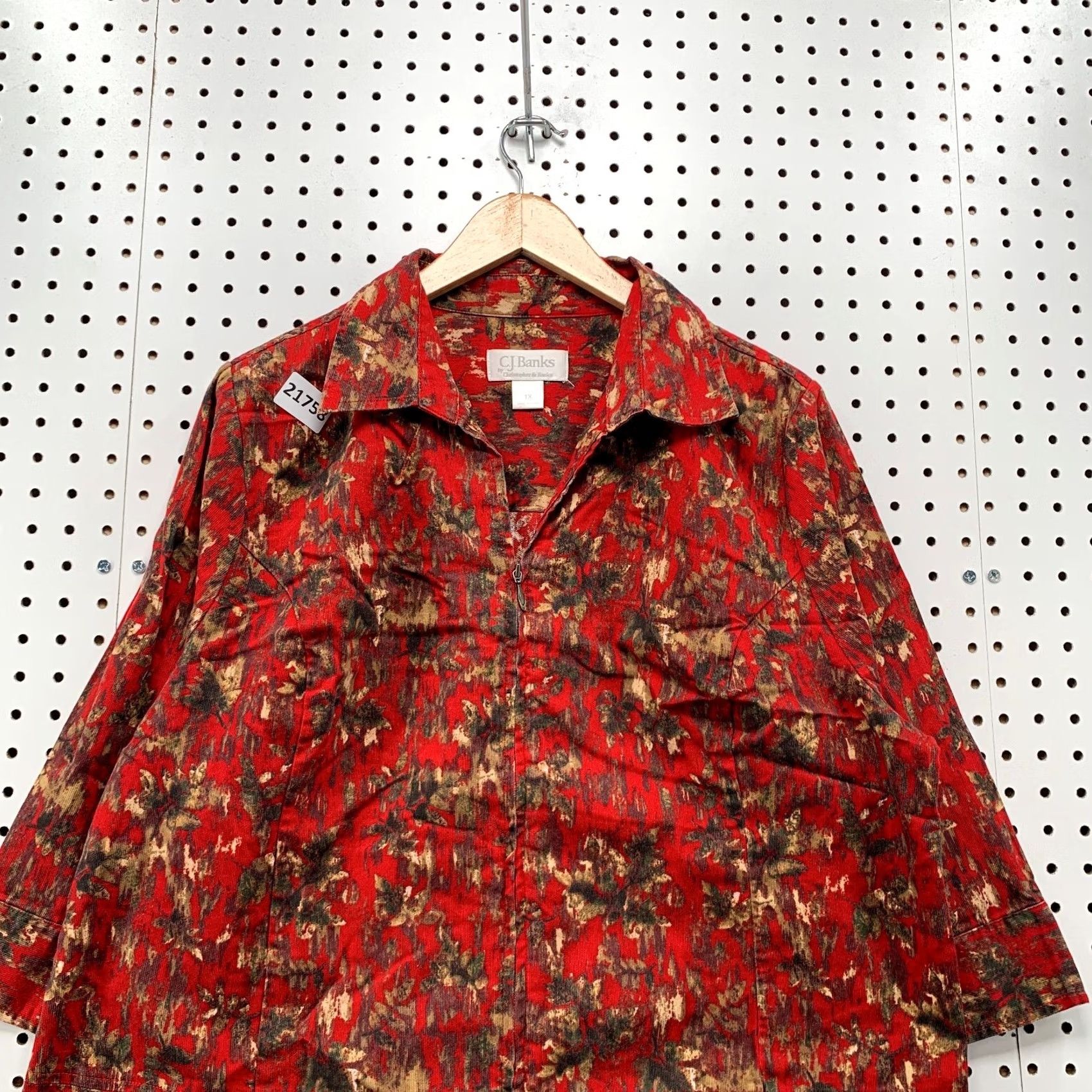 Vintage C.J Banks Full Zip Red Abstract Jacket Collared Womens Plus Size 1X 24x28.5 Size XL / US 12-14 / IT 48-50 - 5 Thumbnail