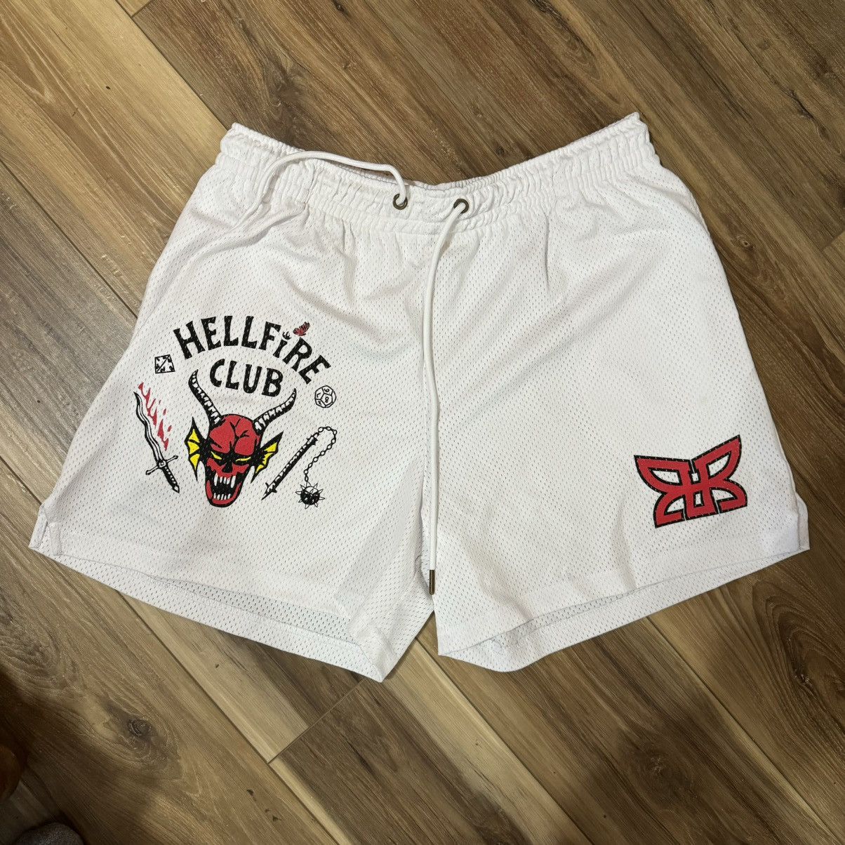 Ryoko Rain Ryoko Rain/Stranger Things - Hell Fire Club Shorts White XXL Size US 44 / EU 60 - 1 Thumbnail