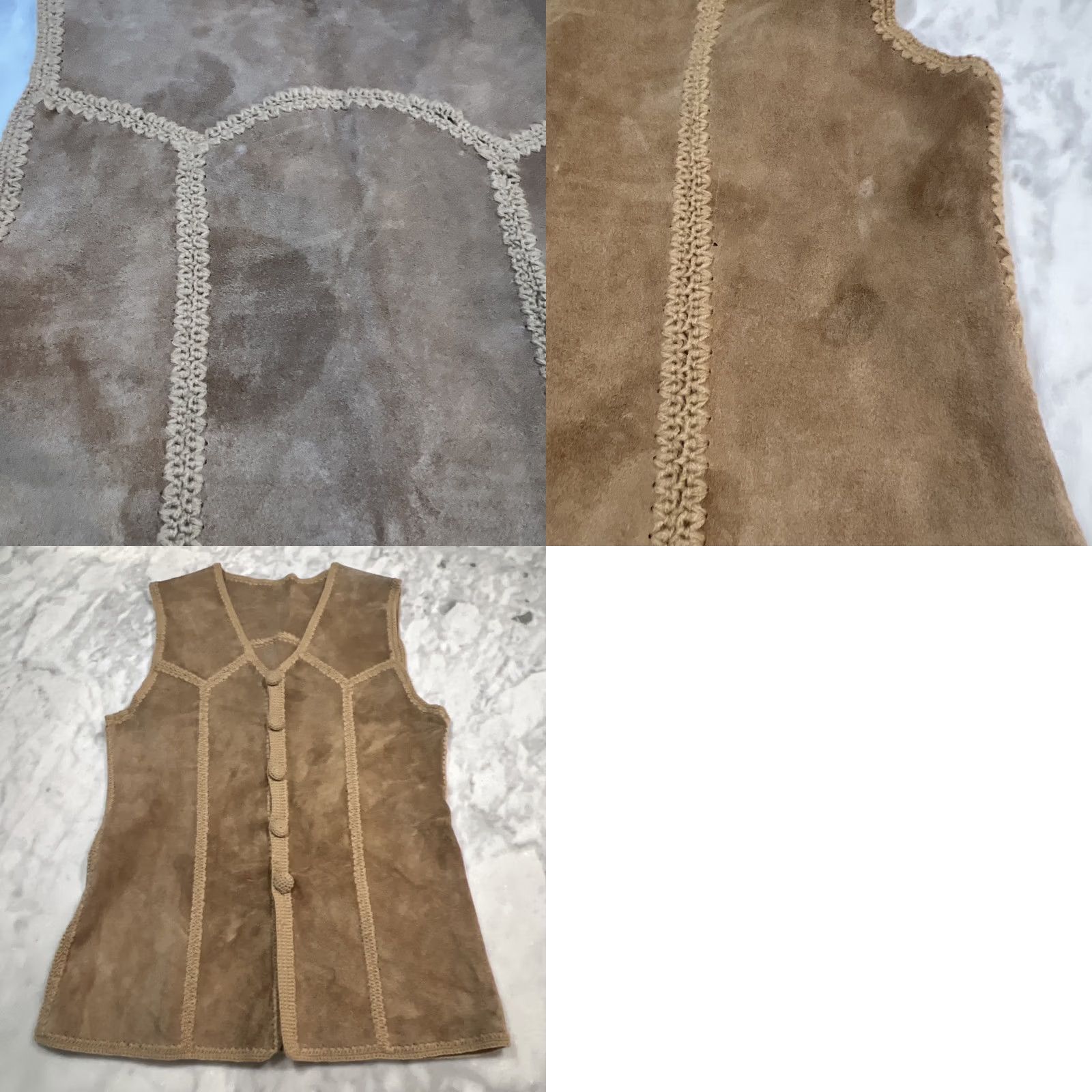 Vintage VINTAGE Leather Knit Gilet Vest Women’s Medium Brown Boho Gilet Vest Size M / US 6-8 / IT 42-44 - 8 Thumbnail